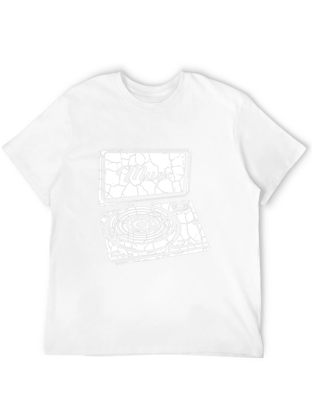 Cracked Music Turntable Graphic Black T-Shirt