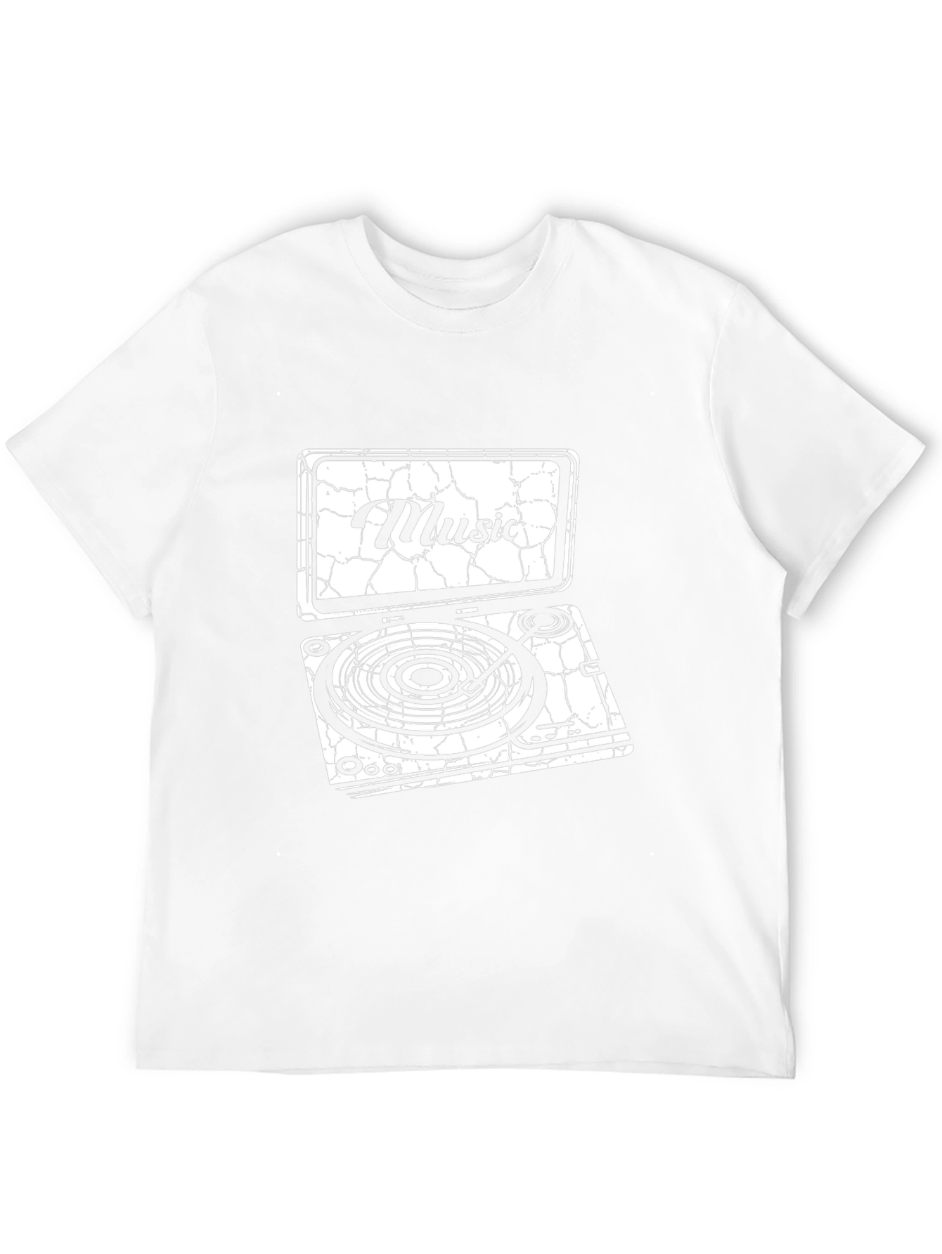 Cracked Music Turntable Graphic Black T-Shirt