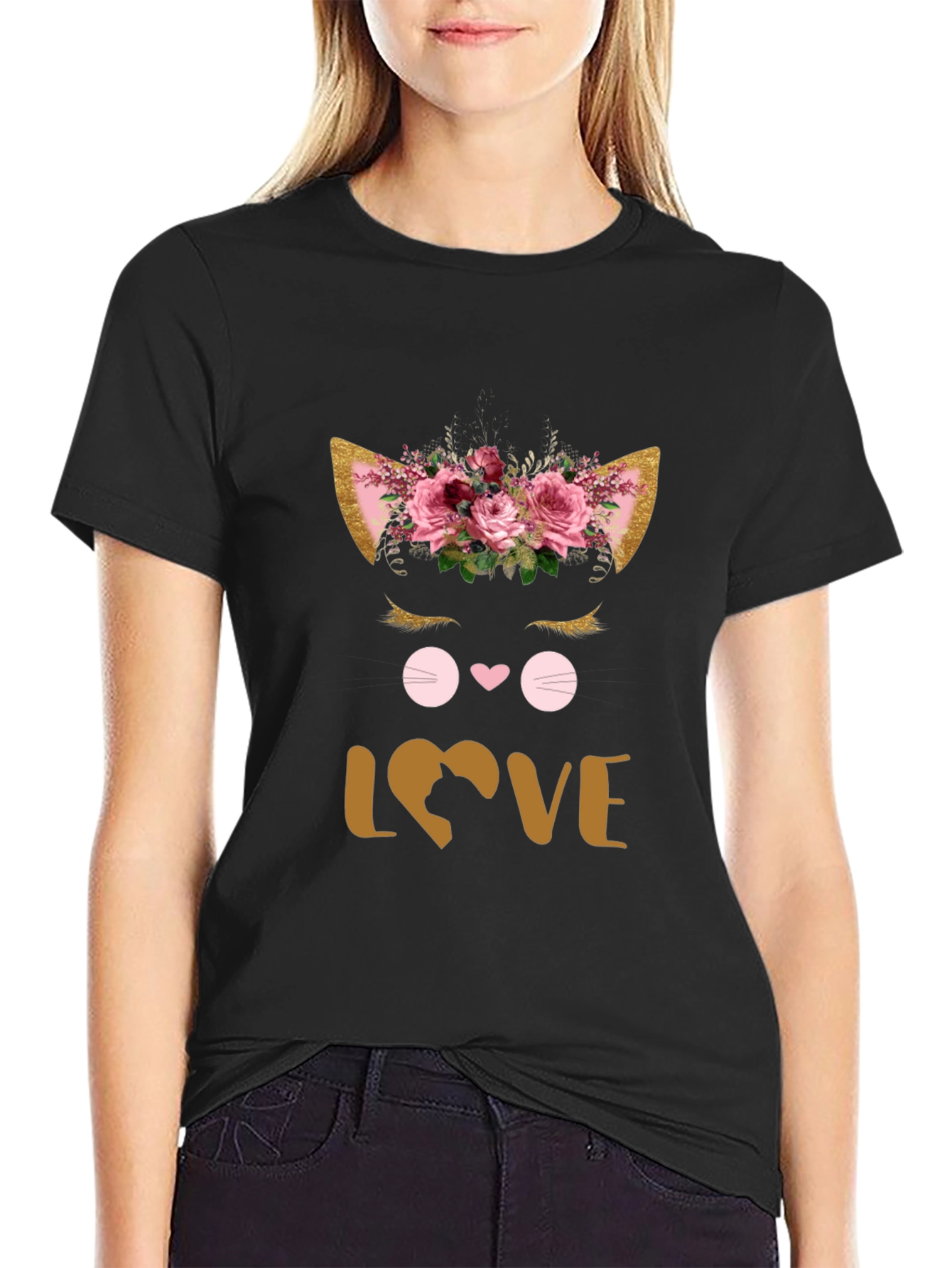 Floral Cat Lover T-Shirt