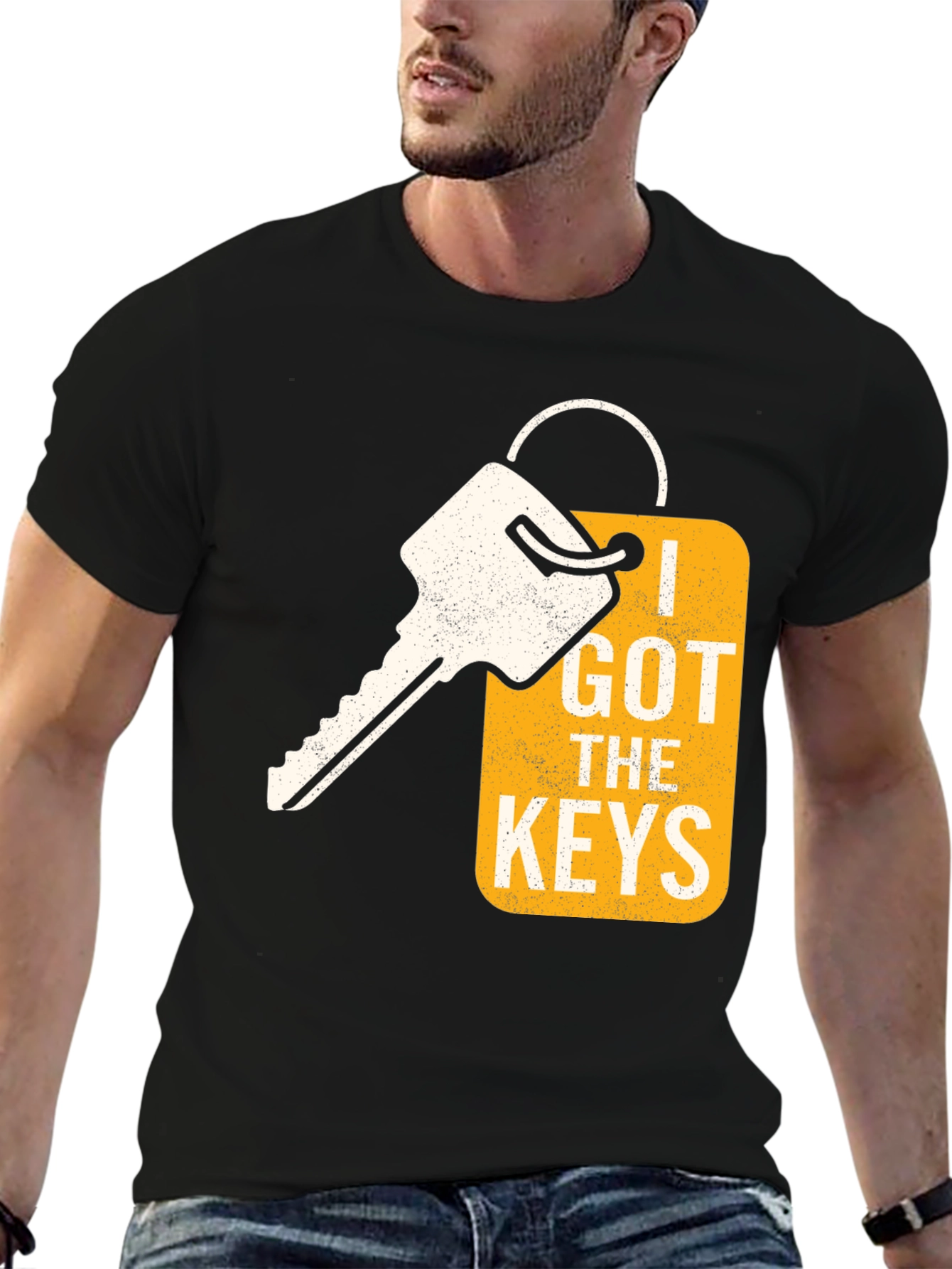 I Got the Keys Graphic Tee - Black Cotton Casual Shirt