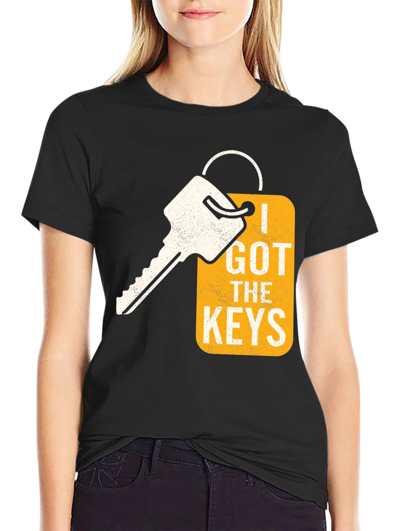 I Got the Keys Graphic Tee - Black Cotton Casual Shirt