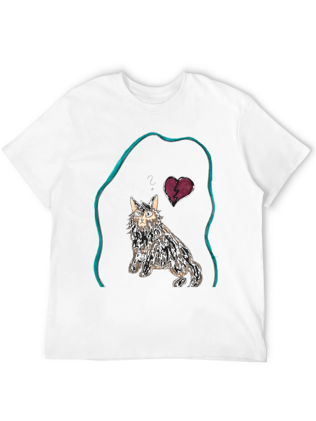 Unique Cat Graphic Tee - Heartbreak Design