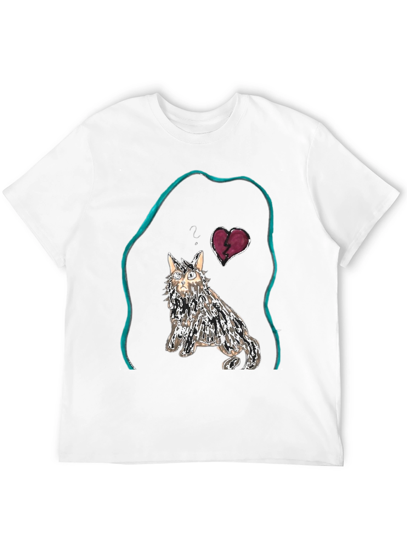 Unique Cat Graphic Tee - Heartbreak Design