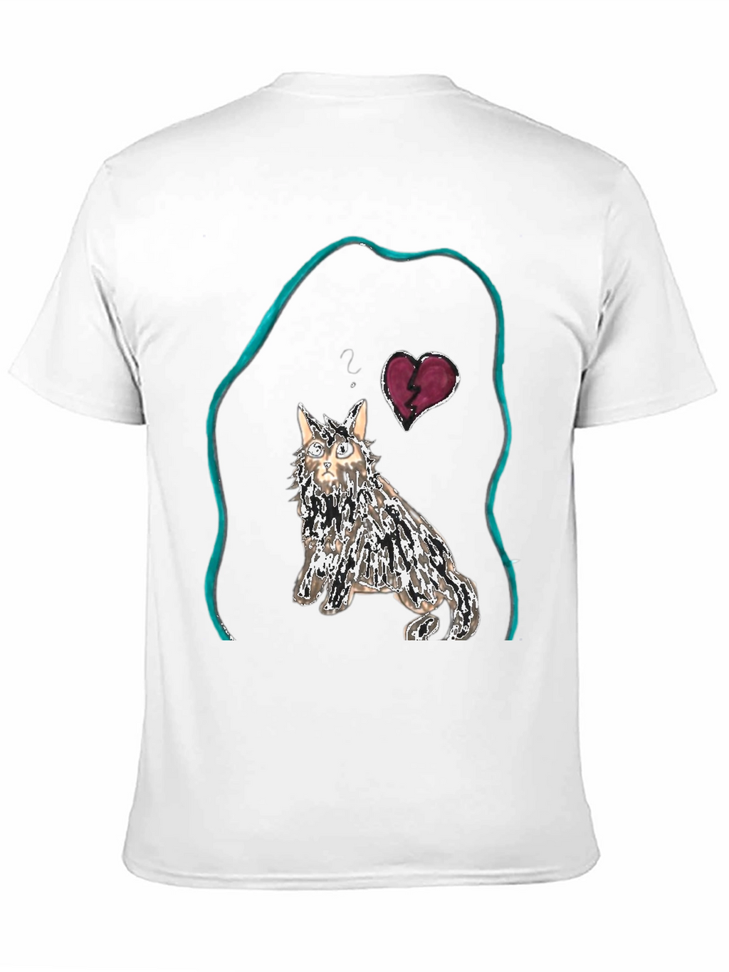 Unique Cat Graphic Tee - Heartbreak Design