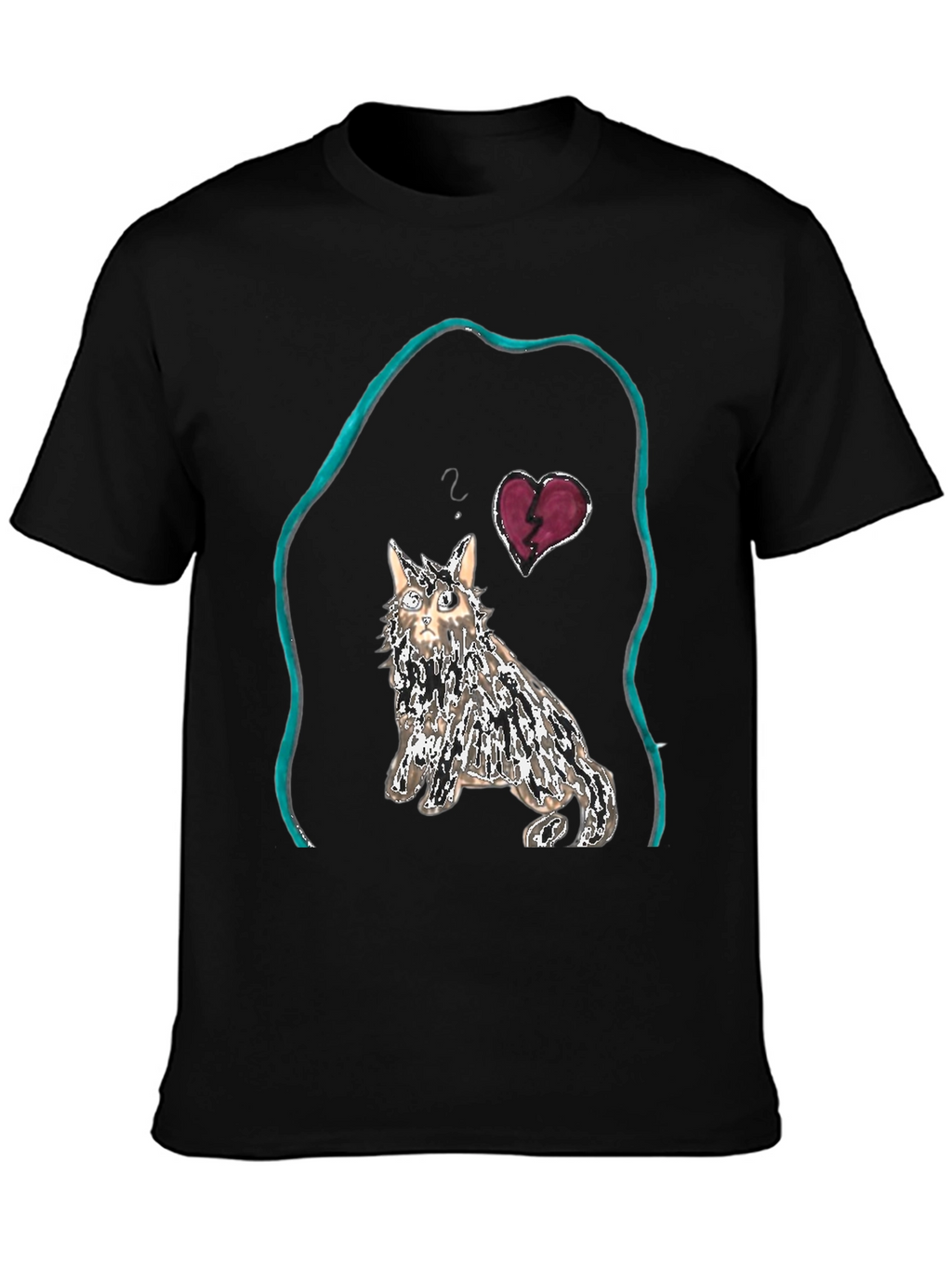 Unique Cat Graphic Tee - Heartbreak Design