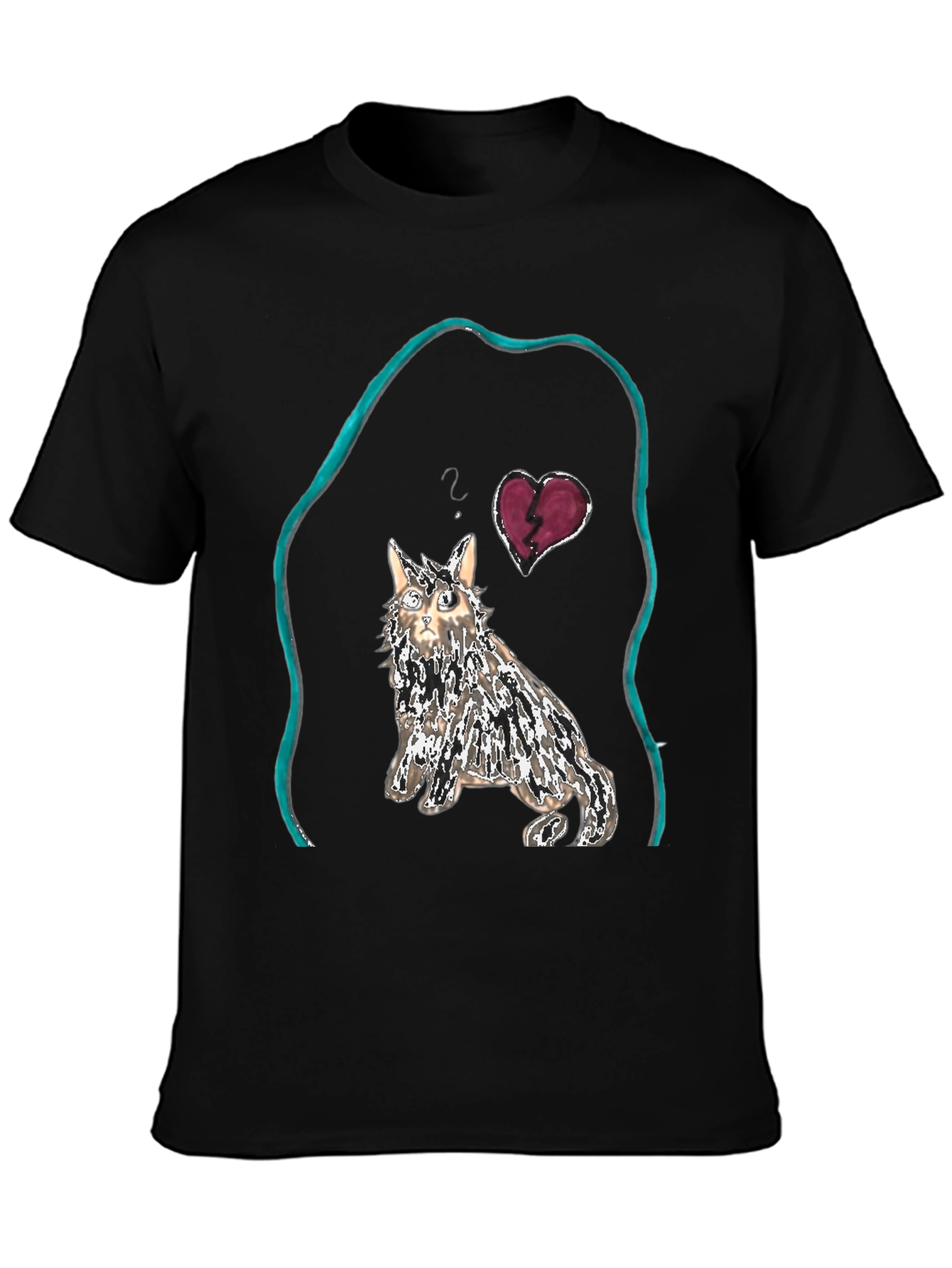Unique Cat Graphic Tee - Heartbreak Design