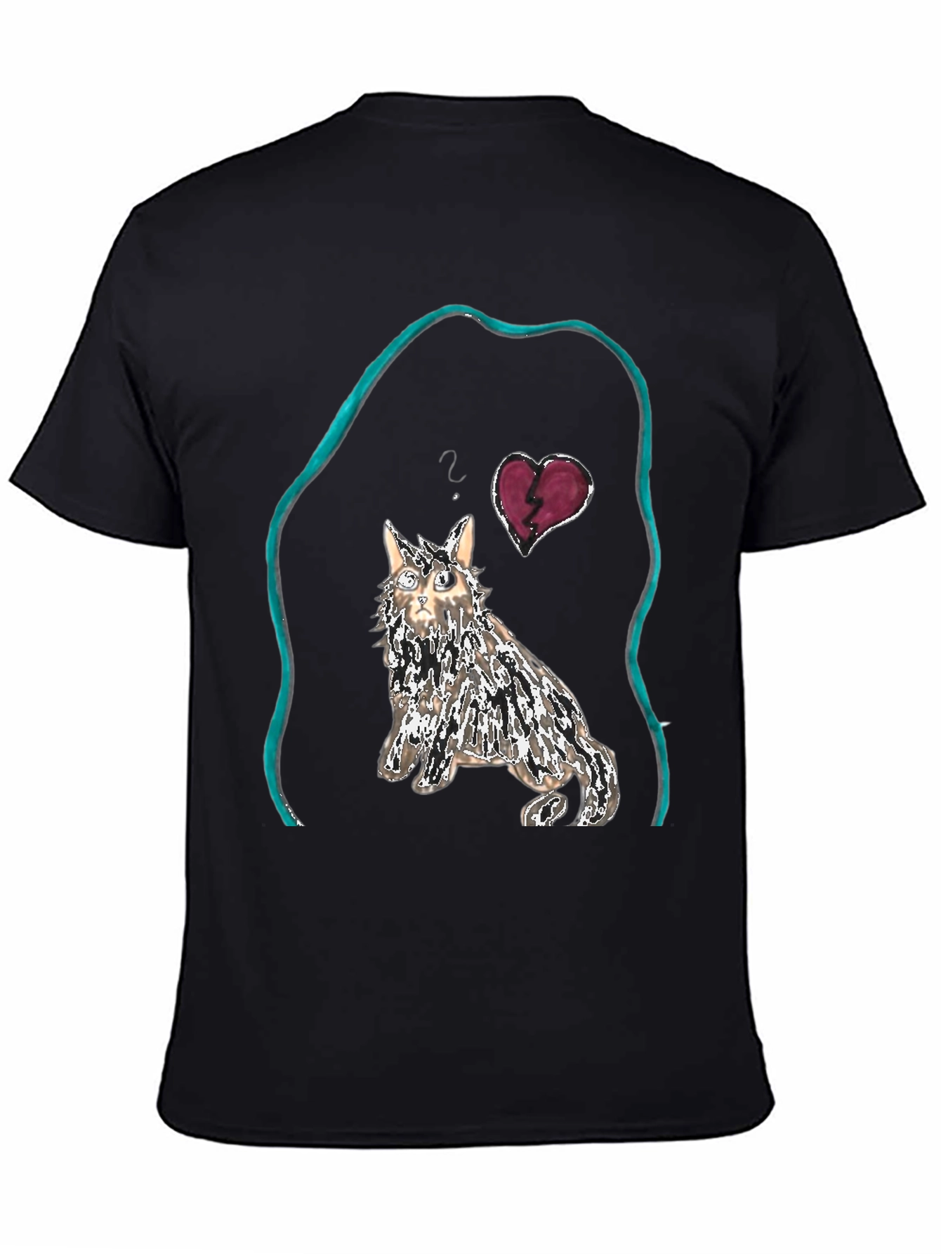 Unique Cat Graphic Tee - Heartbreak Design