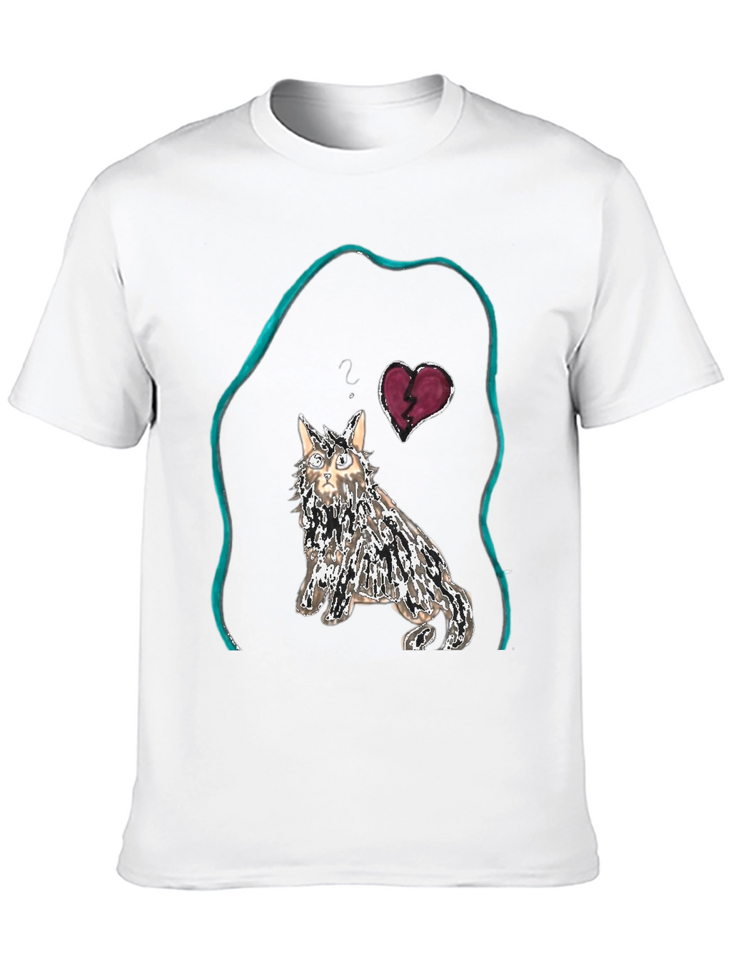 Unique Cat Graphic Tee - Heartbreak Design
