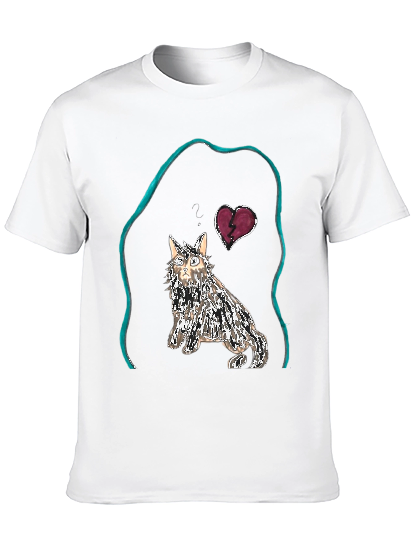 Unique Cat Graphic Tee - Heartbreak Design