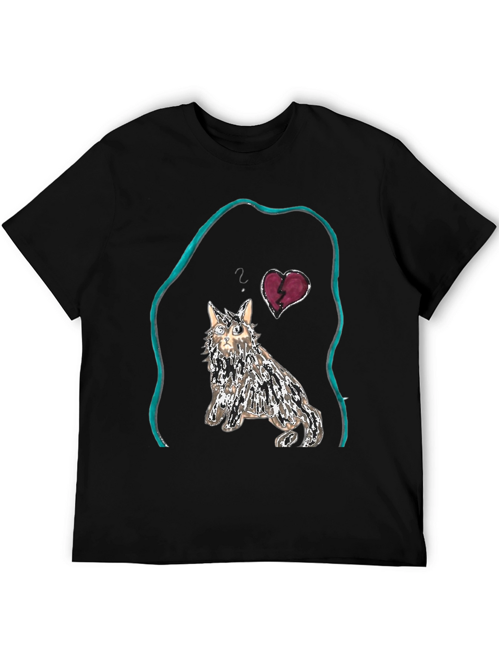 Unique Cat Graphic Tee - Heartbreak Design