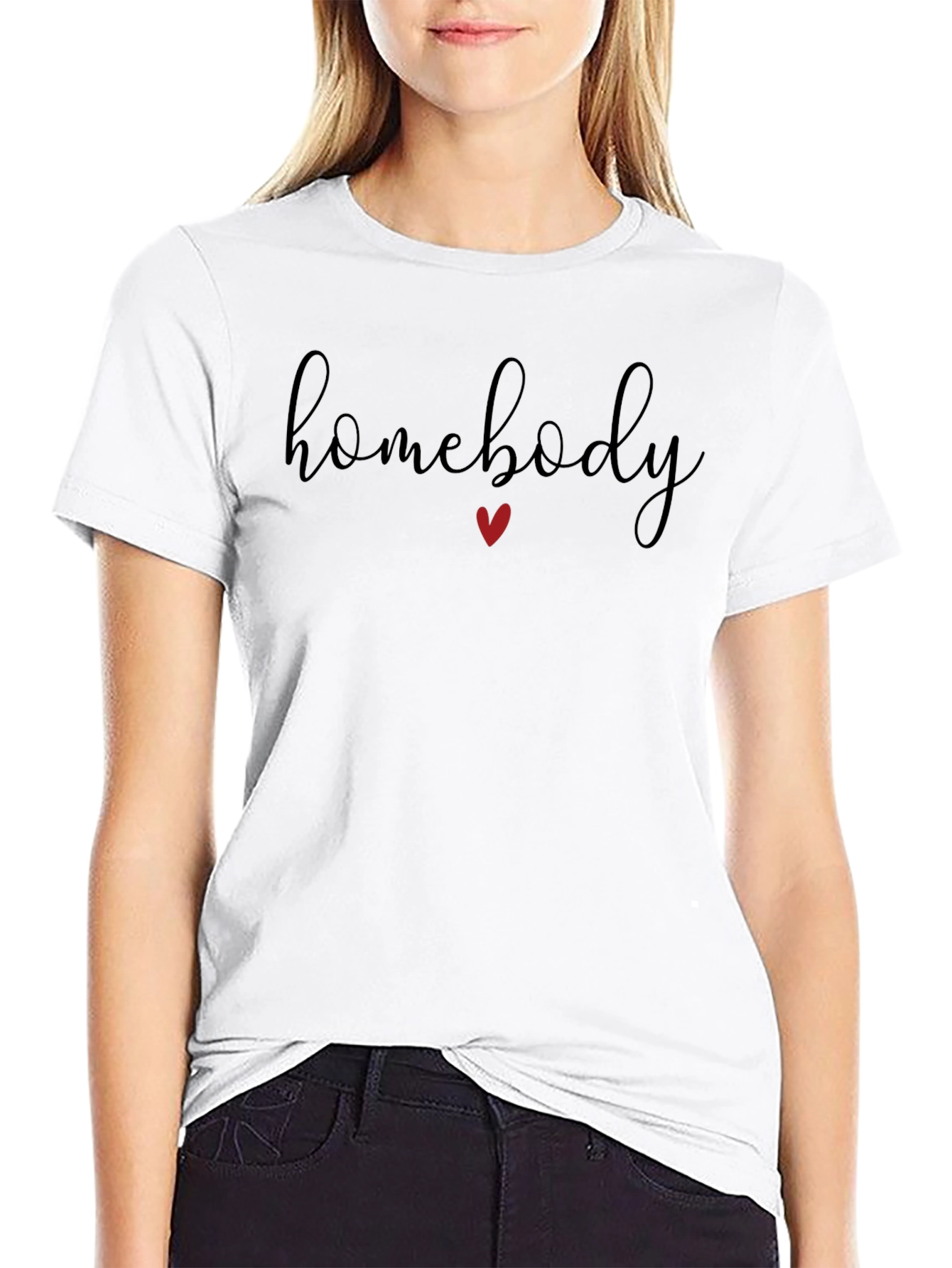 Homebody T-Shirt: Relaxed Fit Heart Detail