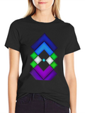 Geometric Diamond Design Black Tee