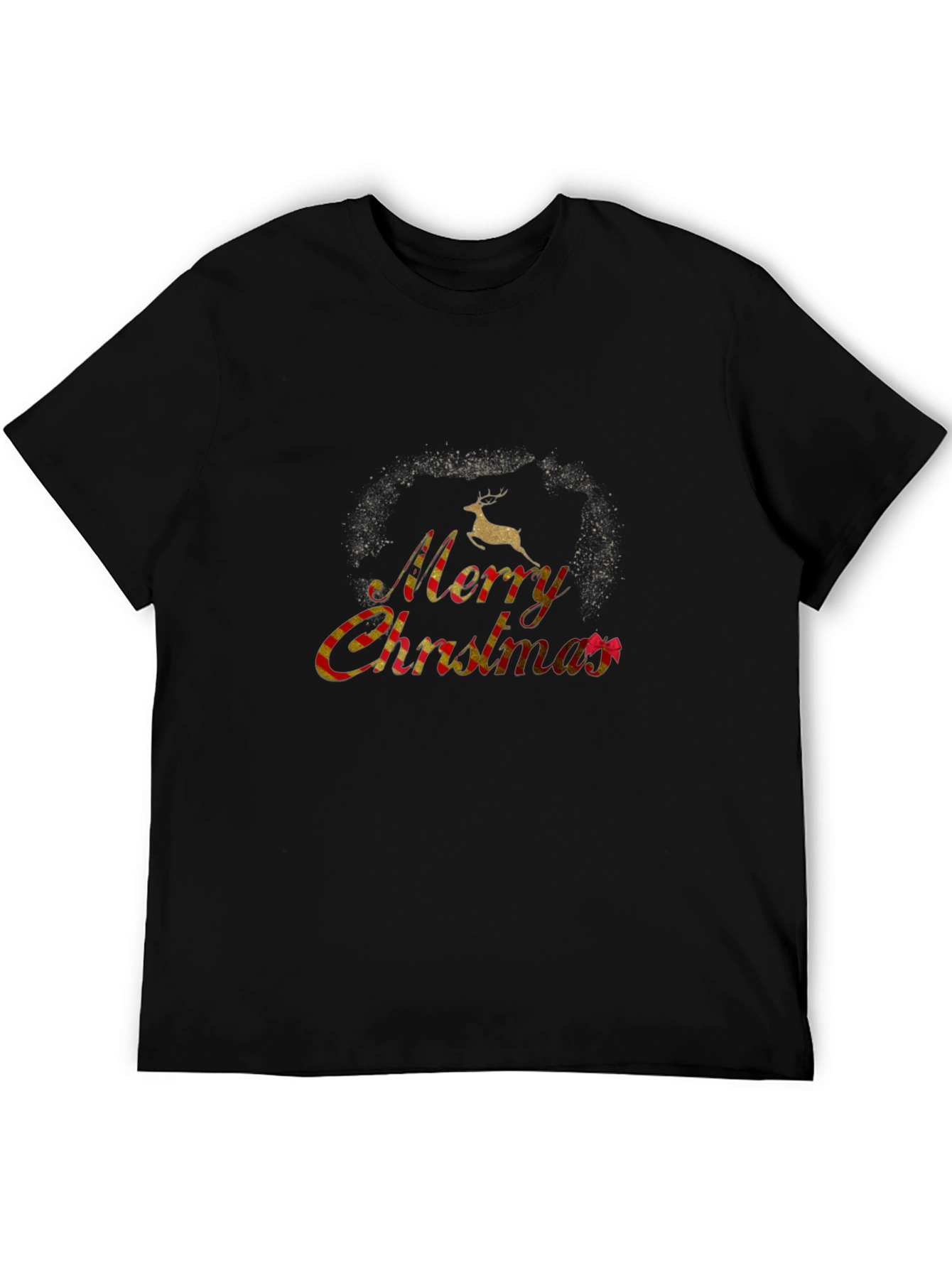 Festive Merry Christmas Black Graphic T-Shirt