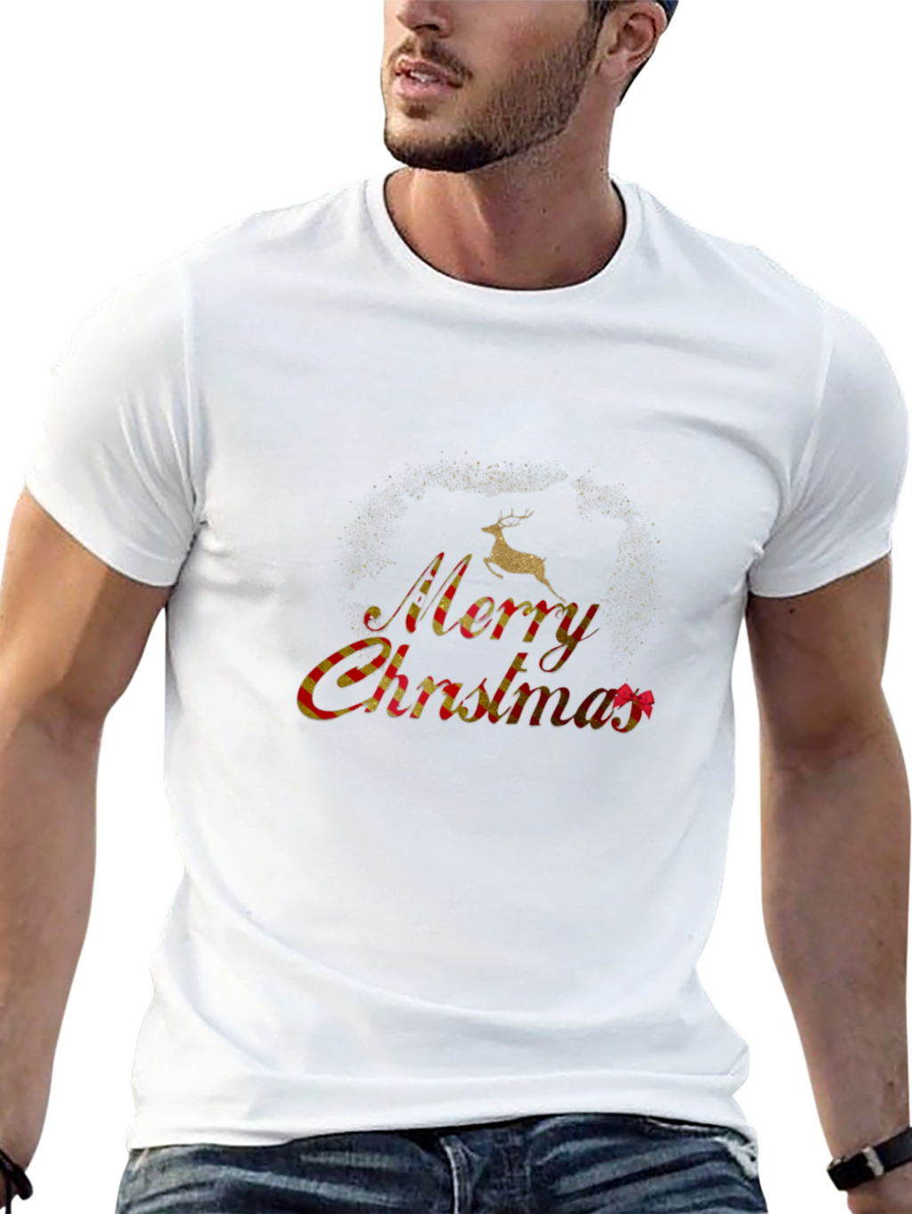 Festive Merry Christmas Black Graphic T-Shirt