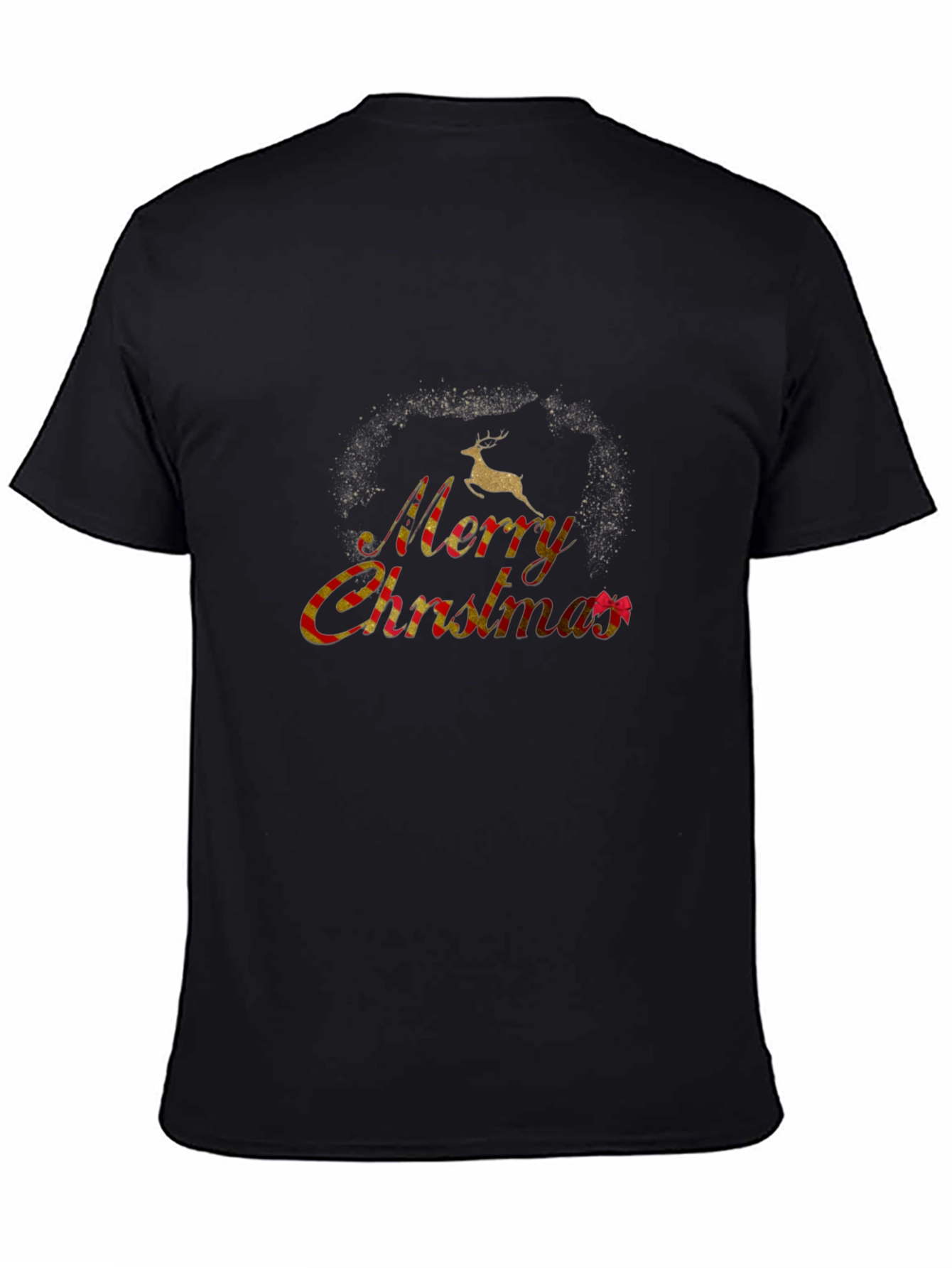 Festive Merry Christmas Black Graphic T-Shirt