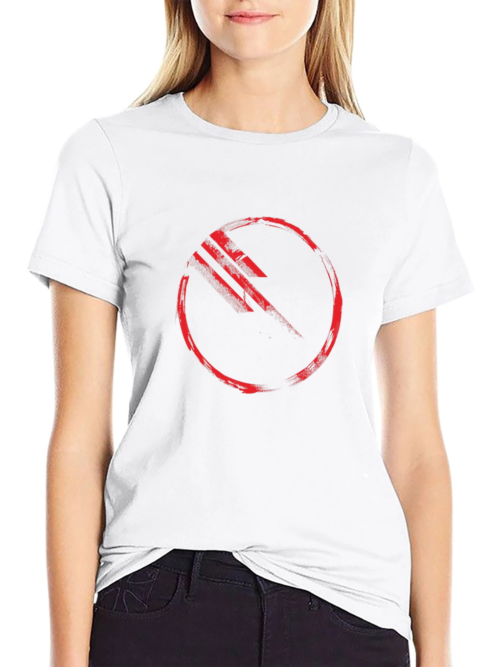 Graphic Print Crew Neck T-Shirt - Black