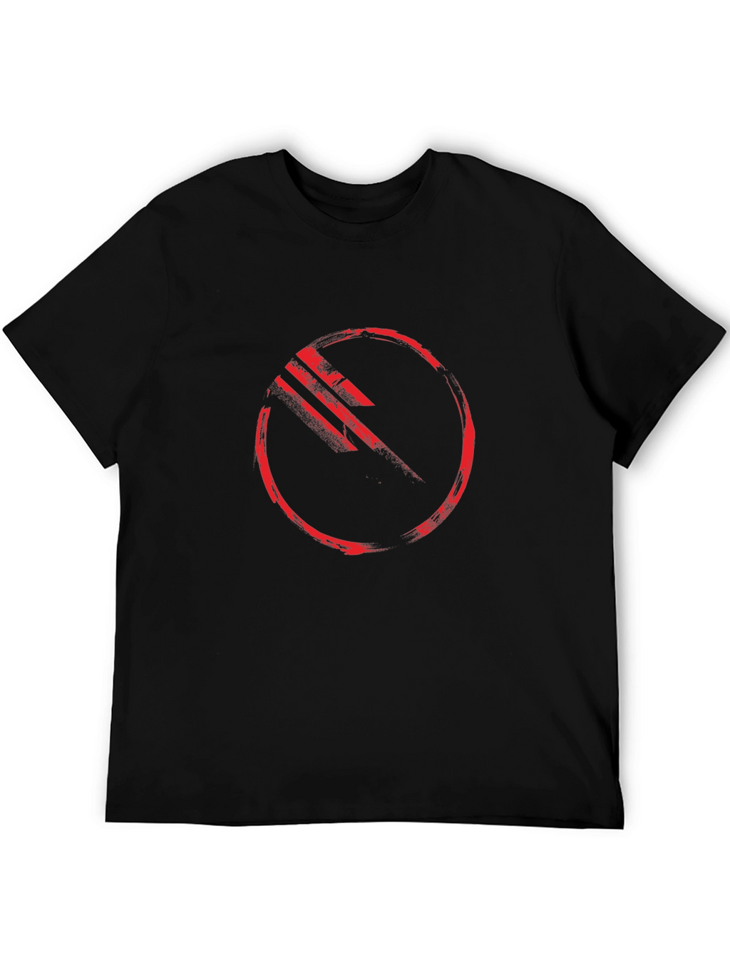 Graphic Print Crew Neck T-Shirt - Black