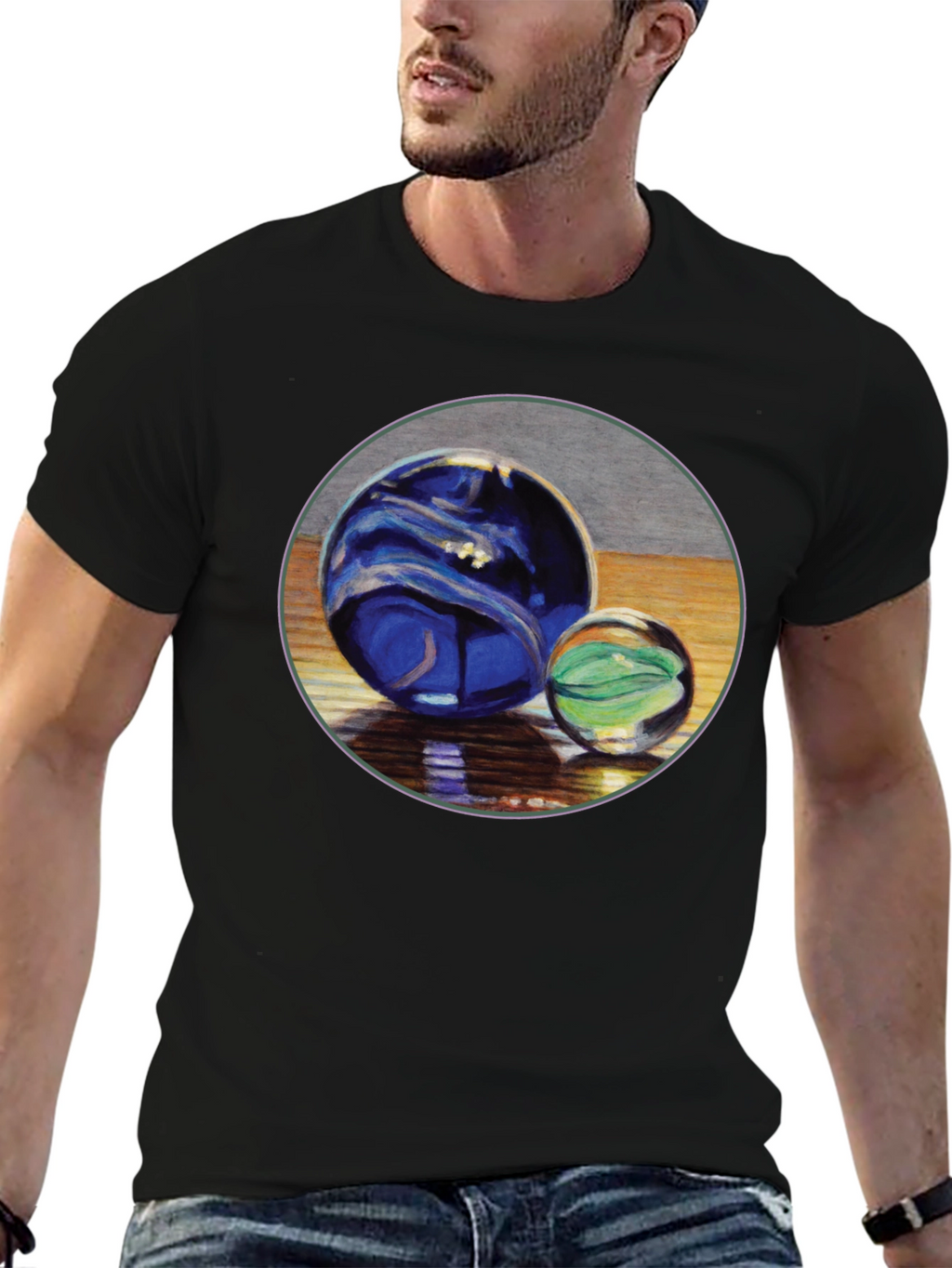 Two Marble Sphere Graphic Print Tee