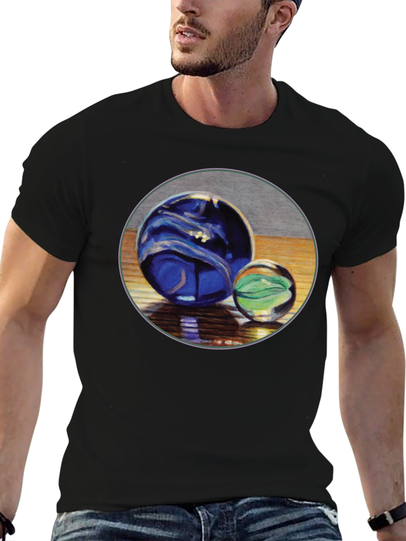 Two Marble Sphere Graphic Print Tee