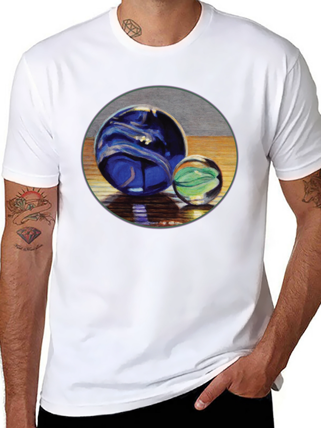 Two Marble Sphere Graphic Print Tee