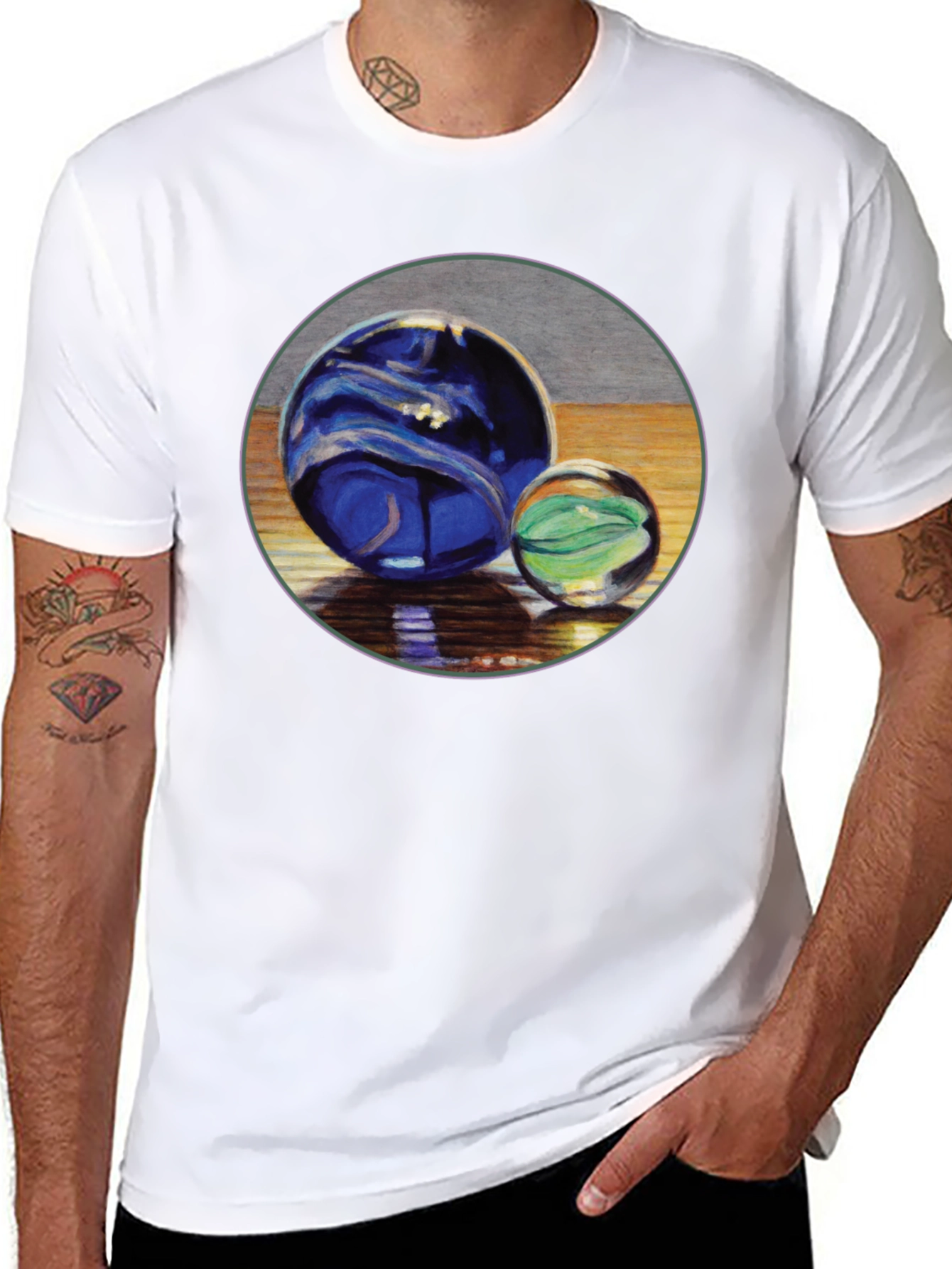 Two Marble Sphere Graphic Print Tee