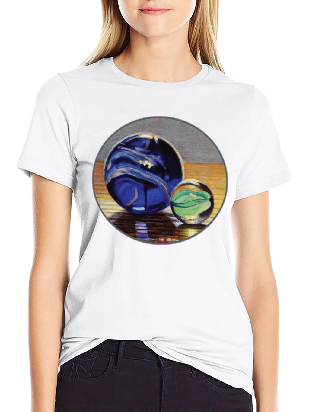 Two Marble Sphere Graphic Print Tee