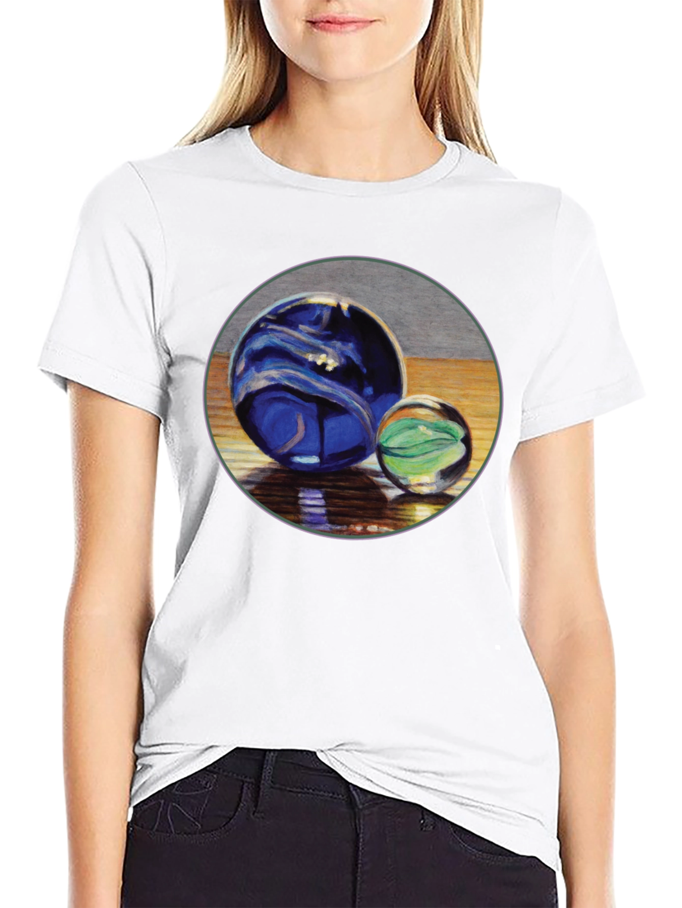 Two Marble Sphere Graphic Print Tee