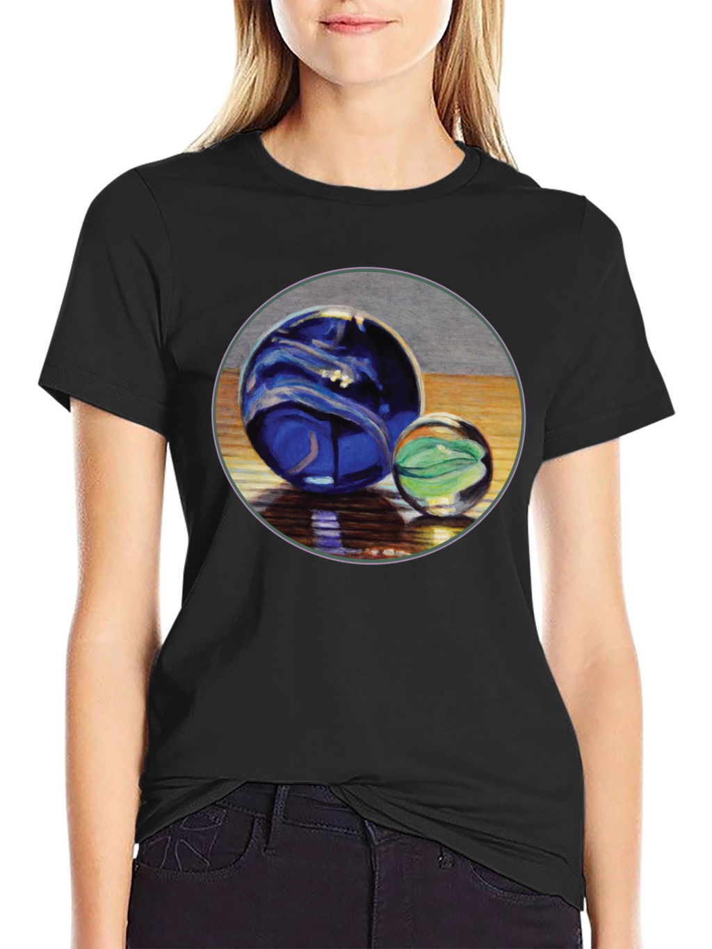 Two Marble Sphere Graphic Print Tee