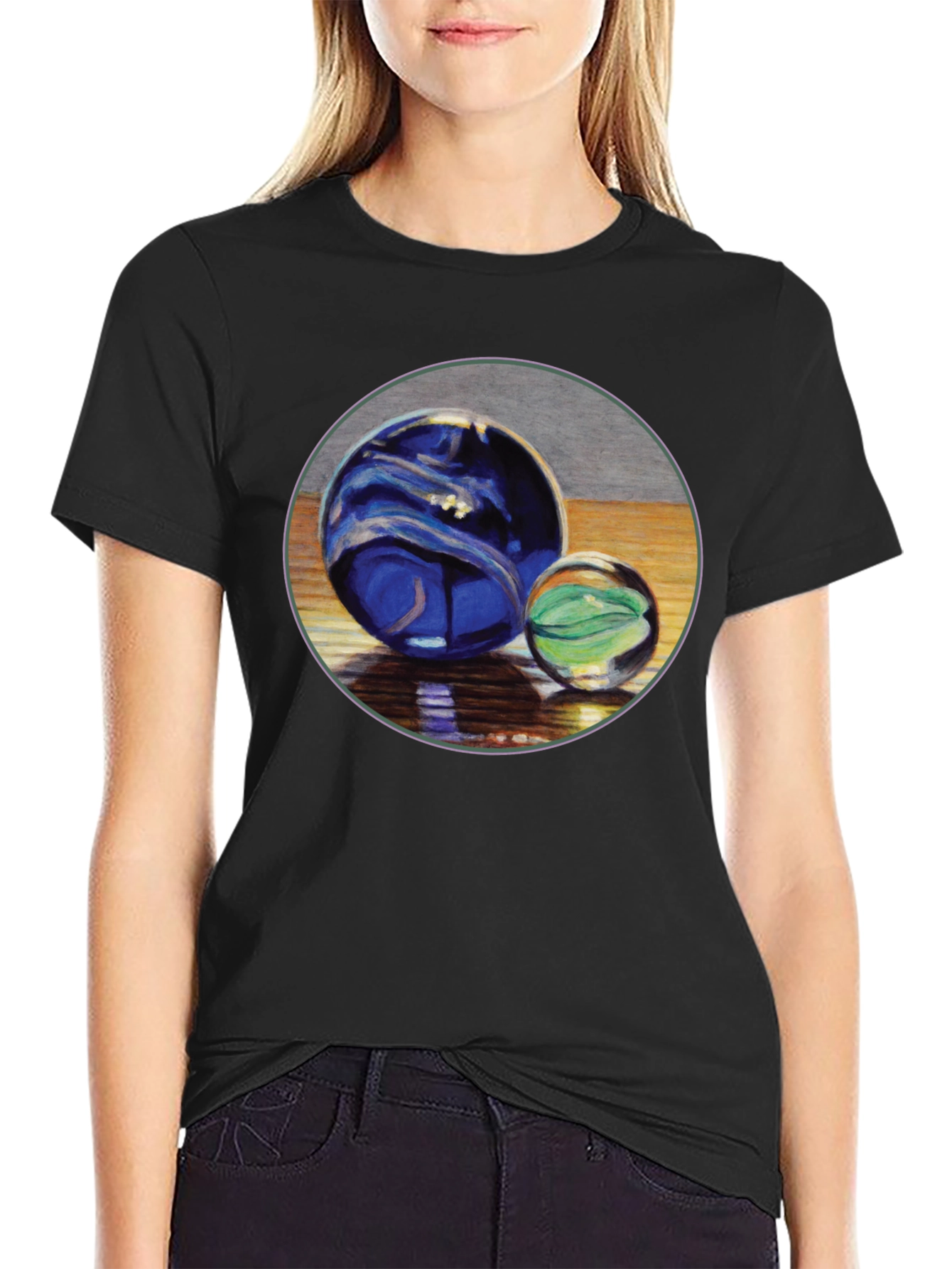 Two Marble Sphere Graphic Print Tee