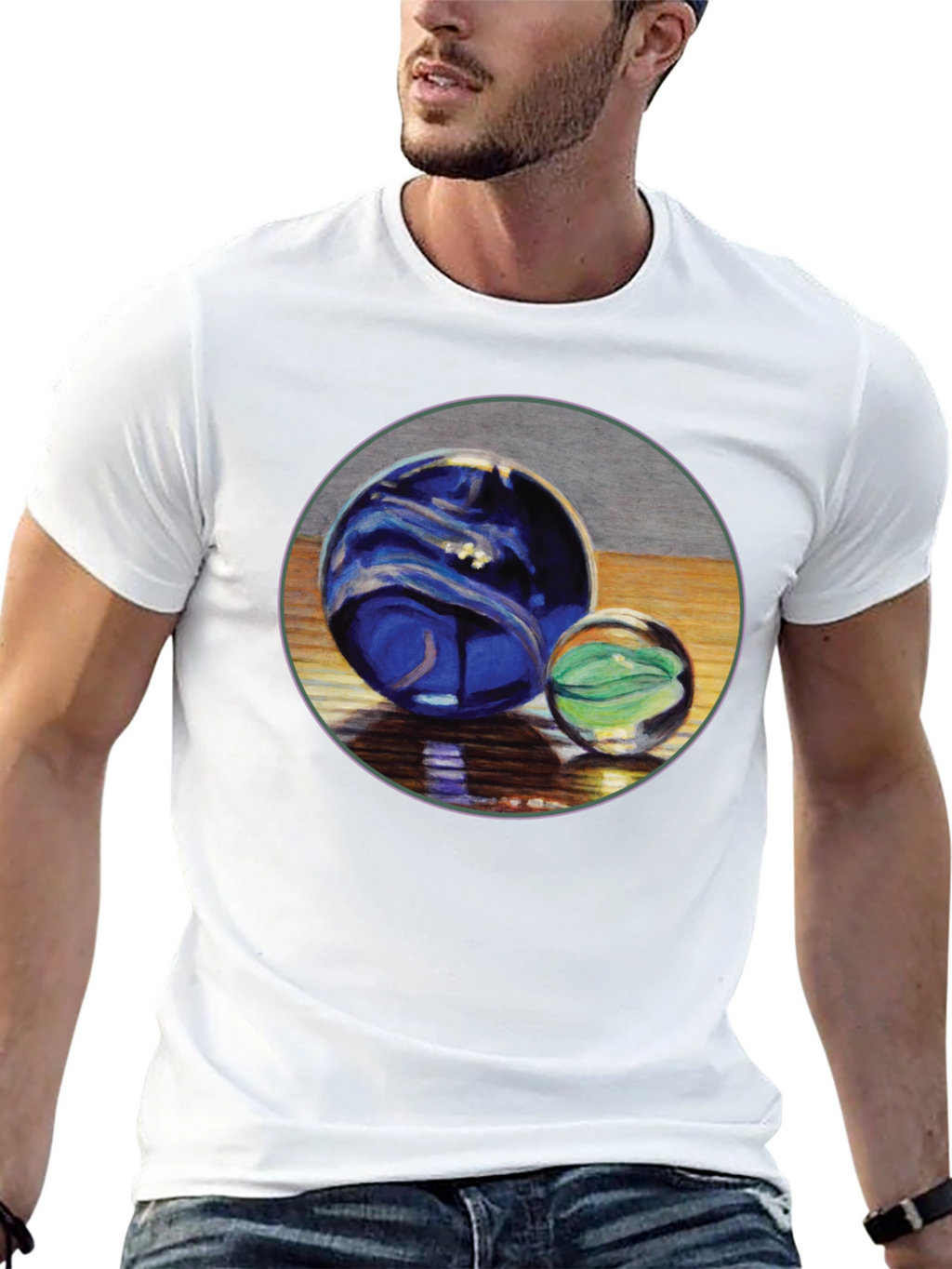 Two Marble Sphere Graphic Print Tee