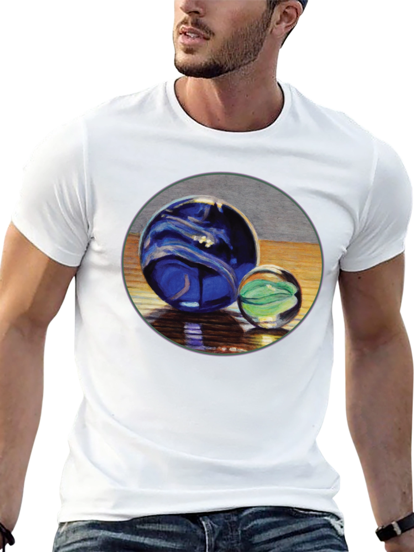 Two Marble Sphere Graphic Print Tee