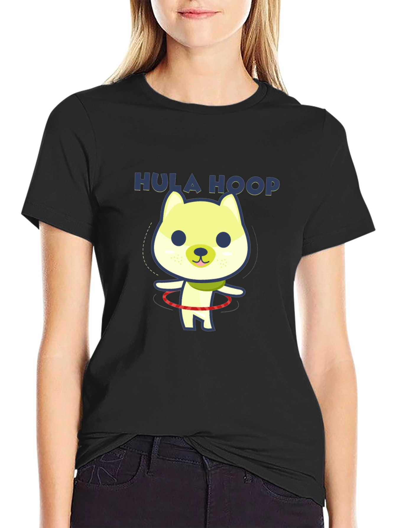 Hula Hoop Dog Graphic T-Shirt