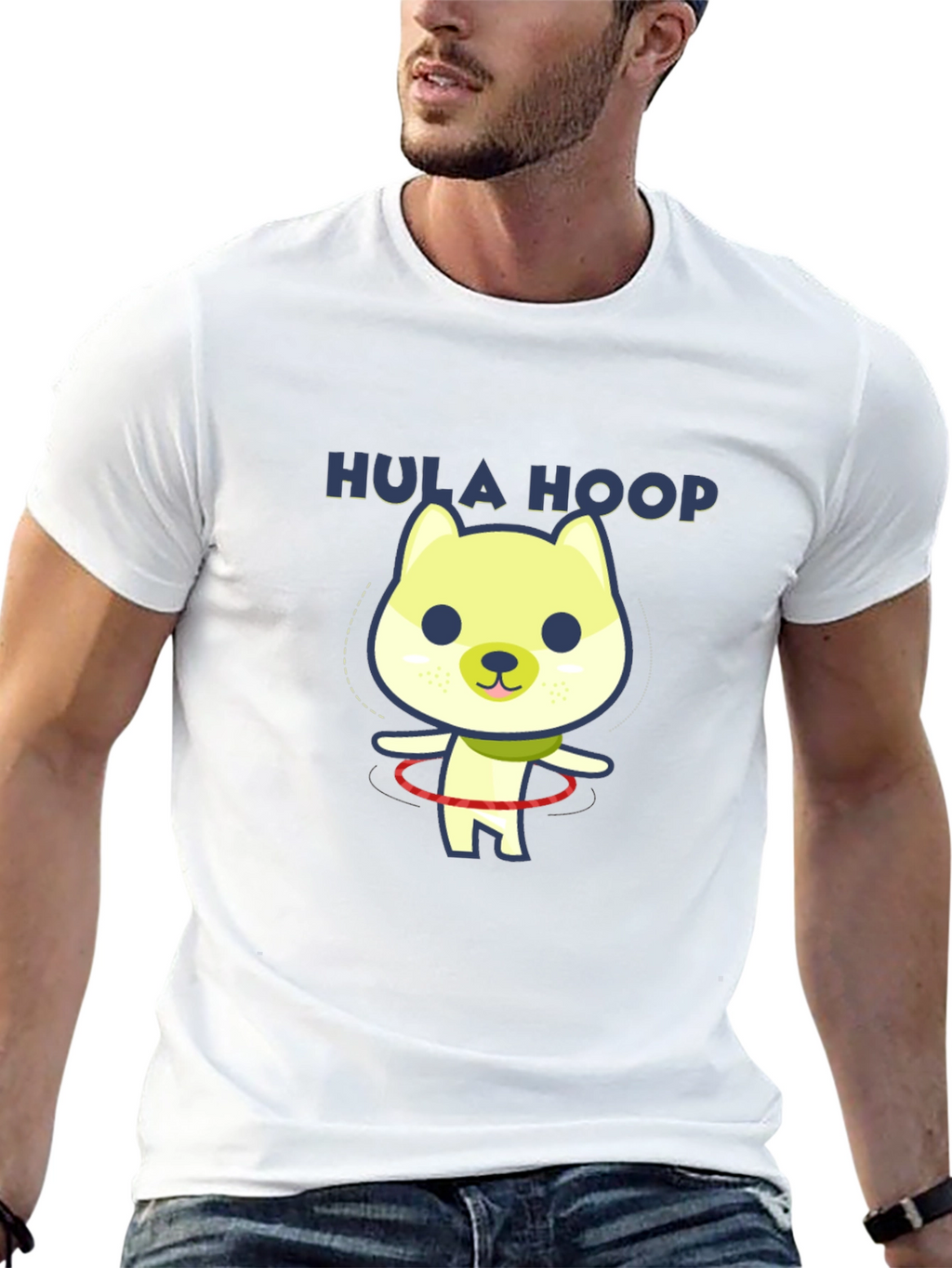 Hula Hoop Dog Graphic T-Shirt