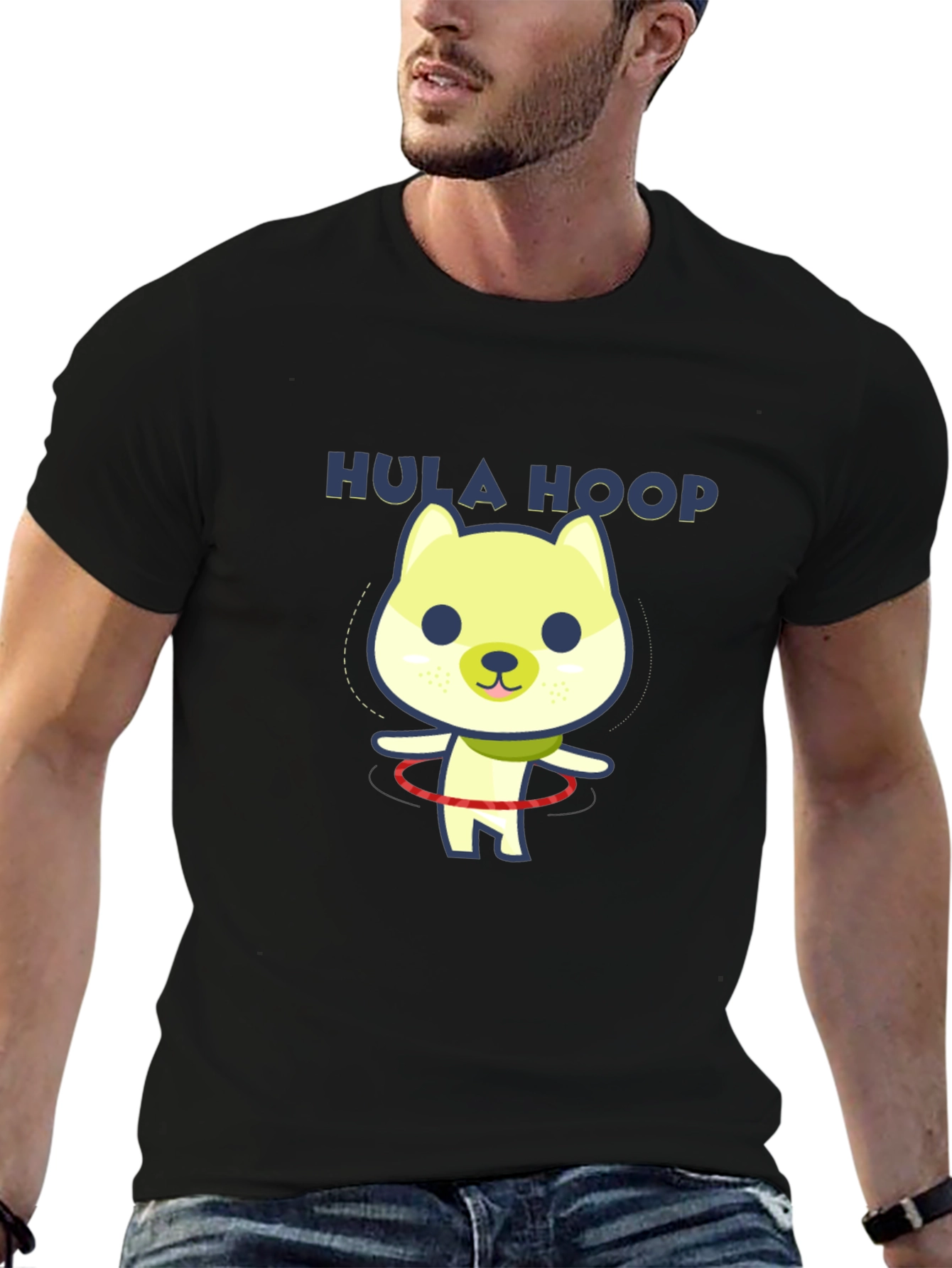 Hula Hoop Dog Graphic T-Shirt