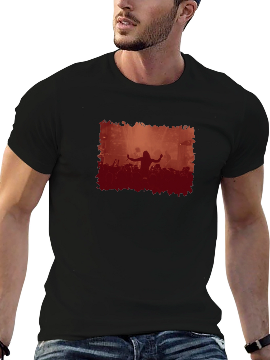 Concert Crowd Graphic Black T-Shirt
