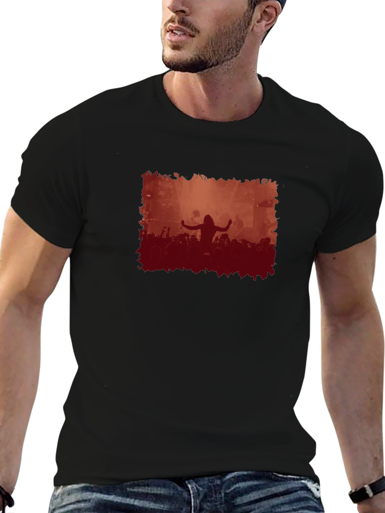 Concert Crowd Graphic Black T-Shirt
