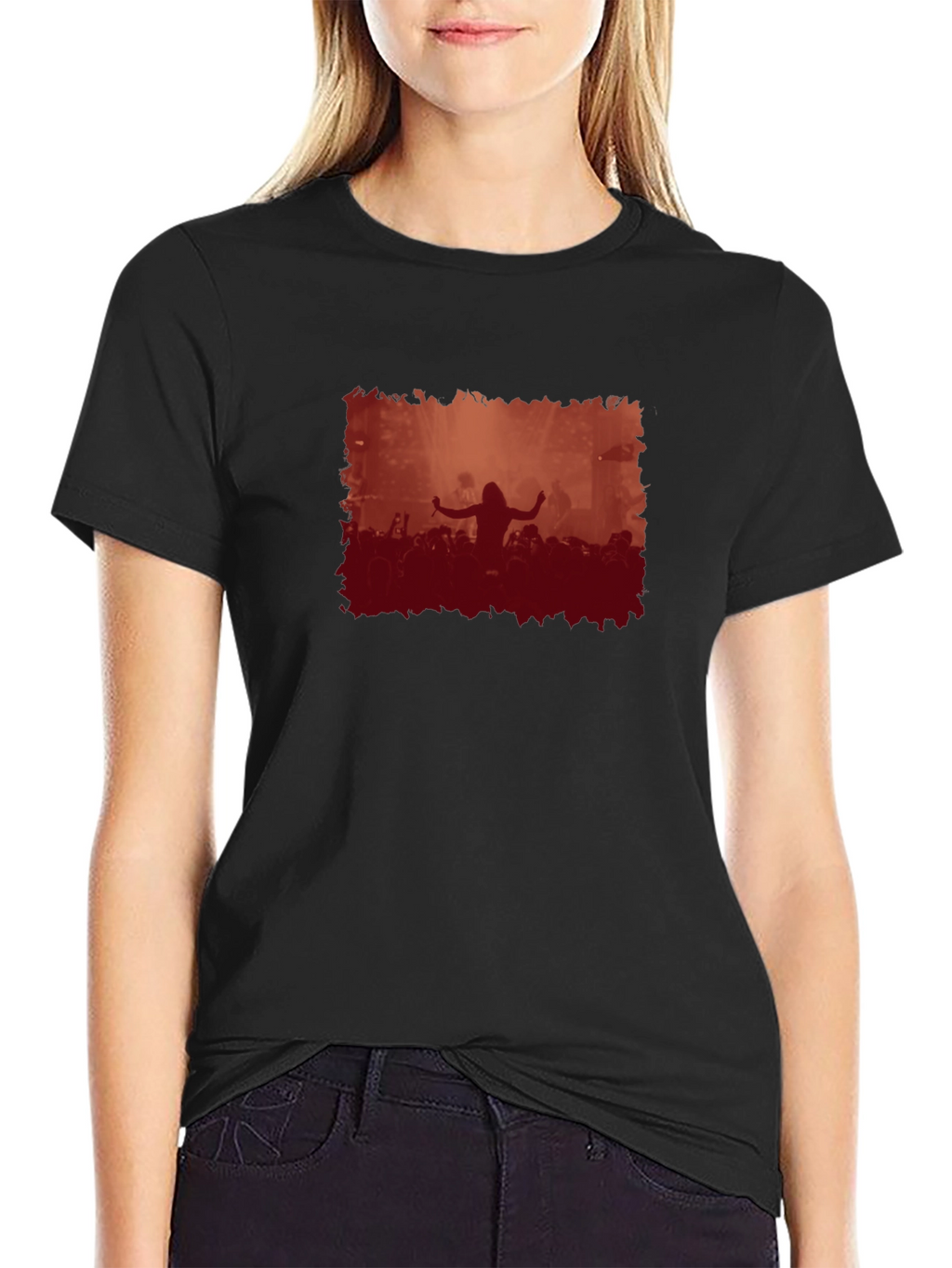 Concert Crowd Graphic Black T-Shirt