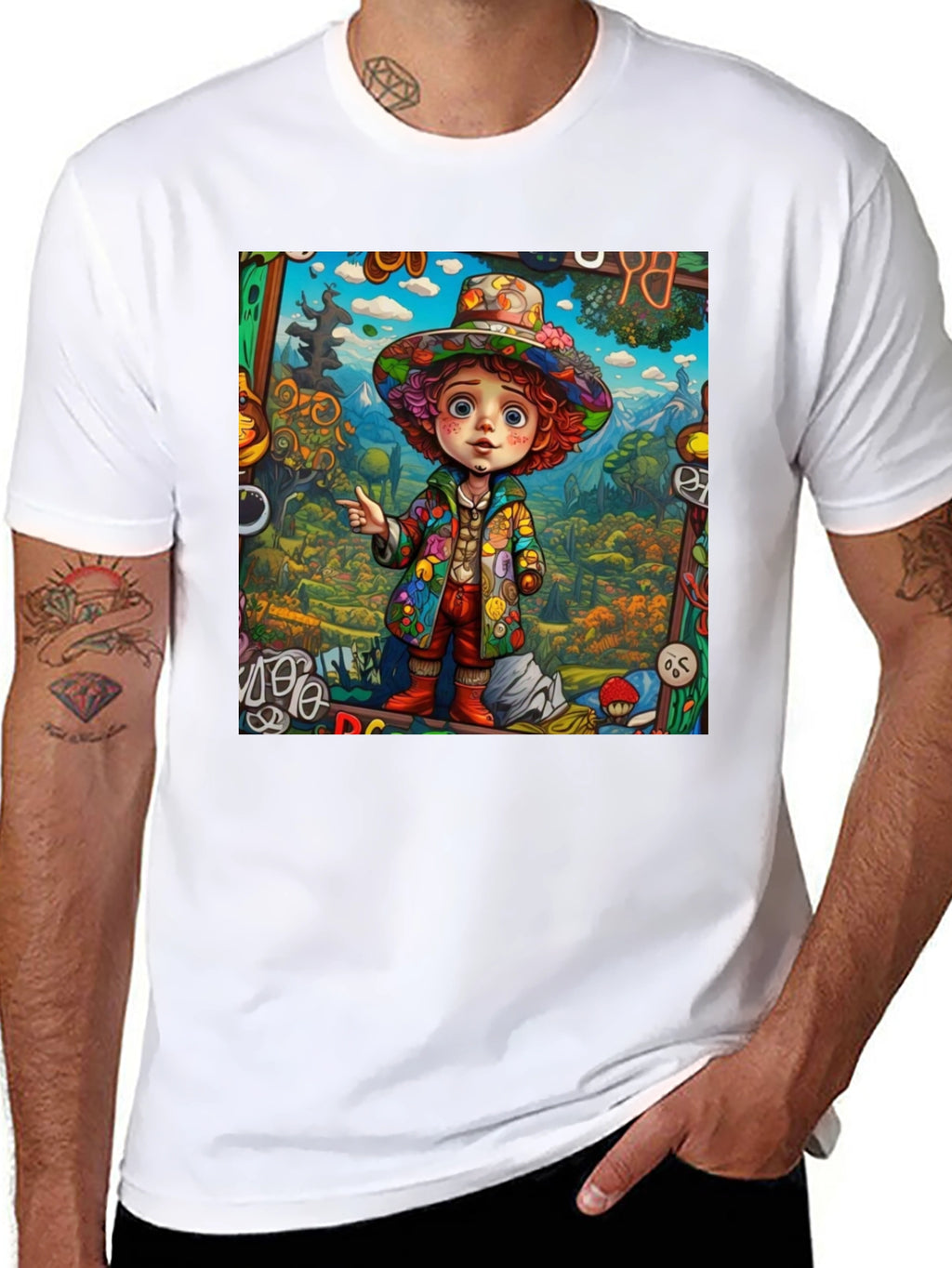 Psychedelic Cartoon Character Graphic Tee