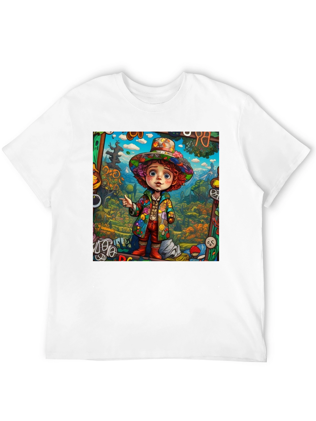 Psychedelic Cartoon Character Graphic Tee