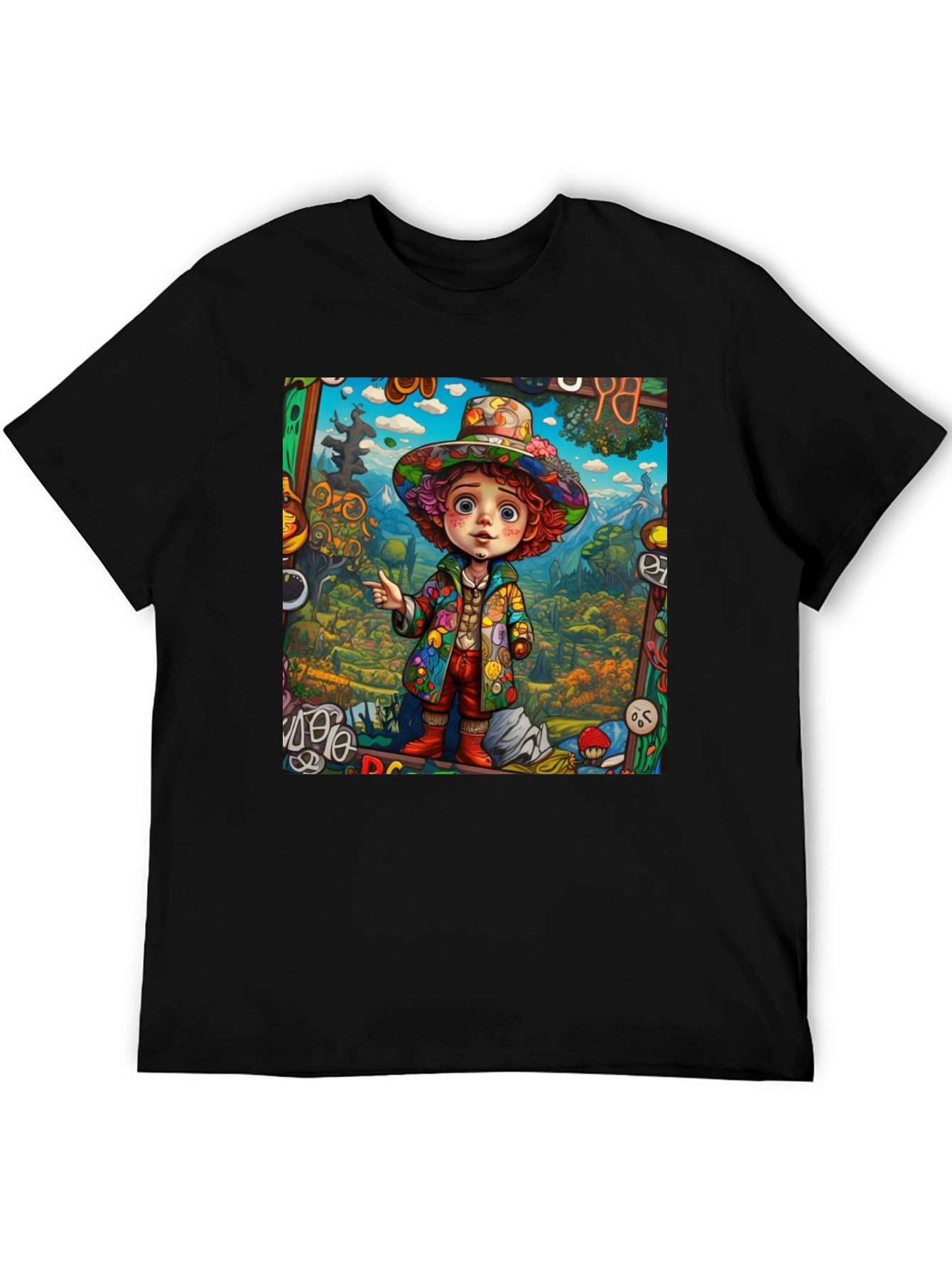 Psychedelic Cartoon Character Graphic Tee