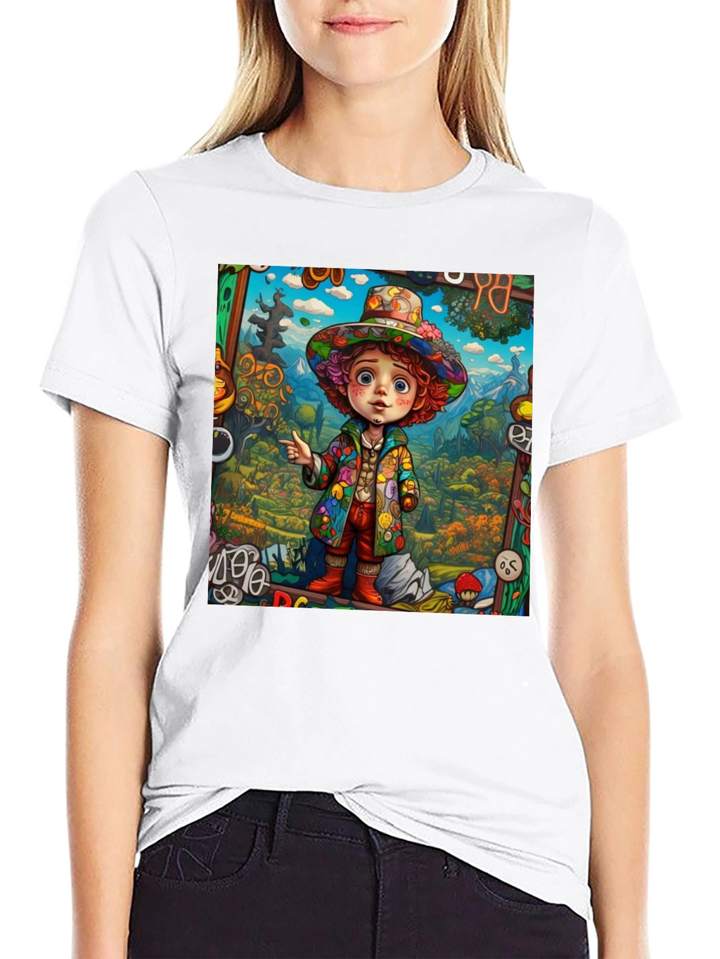 Psychedelic Cartoon Character Graphic Tee
