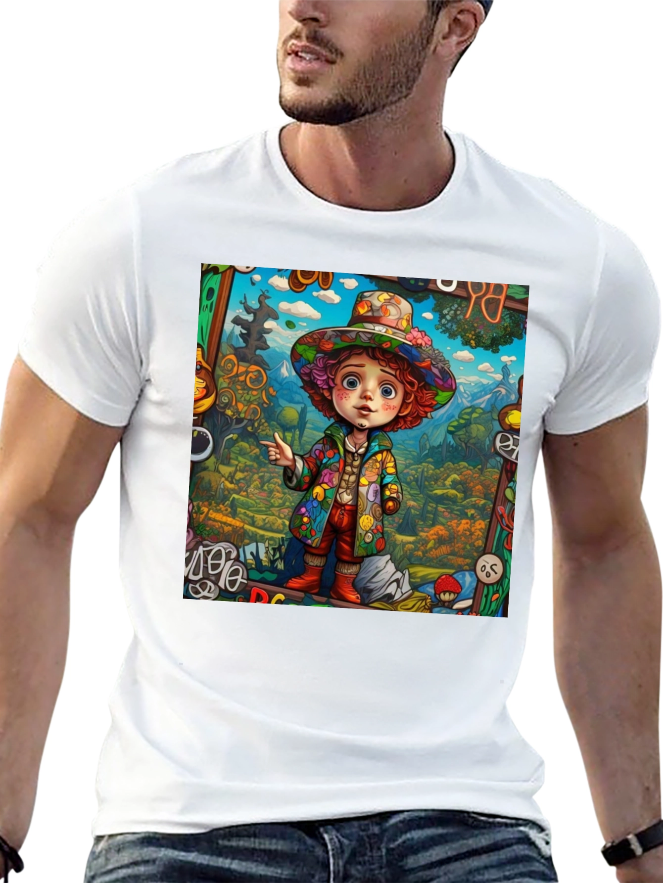 Psychedelic Cartoon Character Graphic Tee