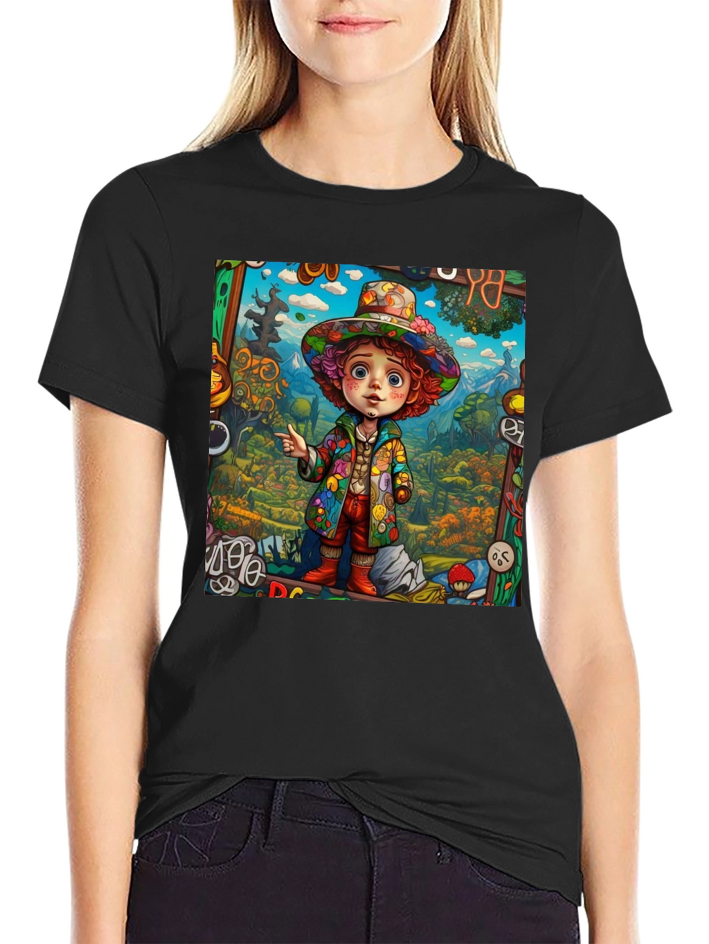Psychedelic Cartoon Character Graphic Tee