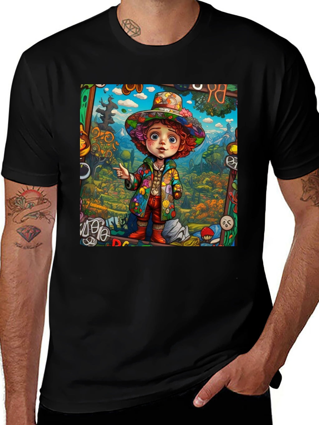 Psychedelic Cartoon Character Graphic Tee