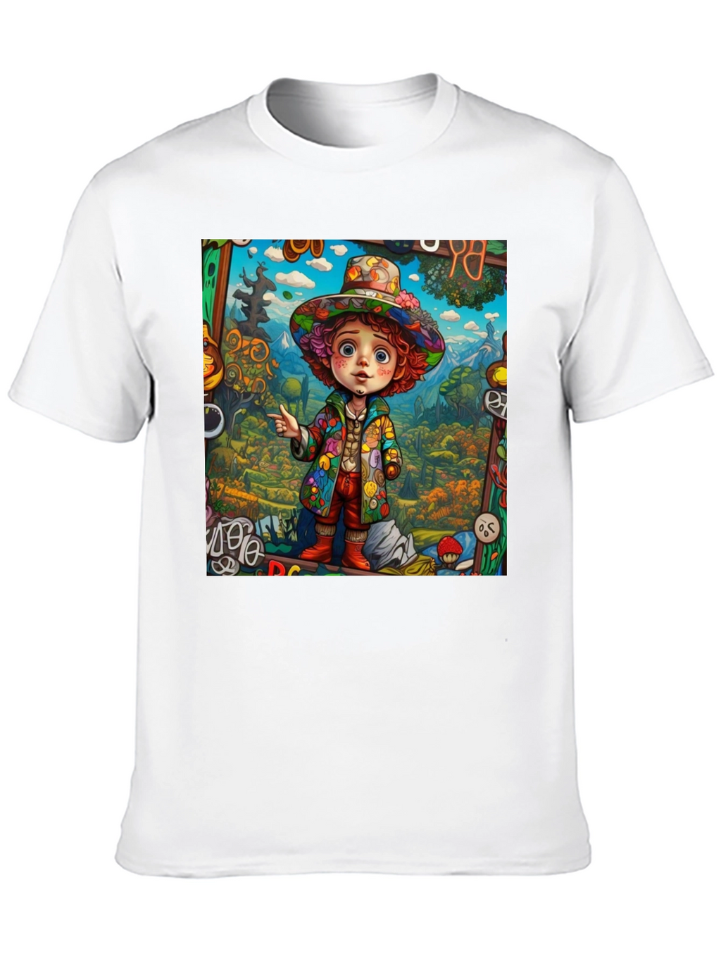 Psychedelic Cartoon Character Graphic Tee