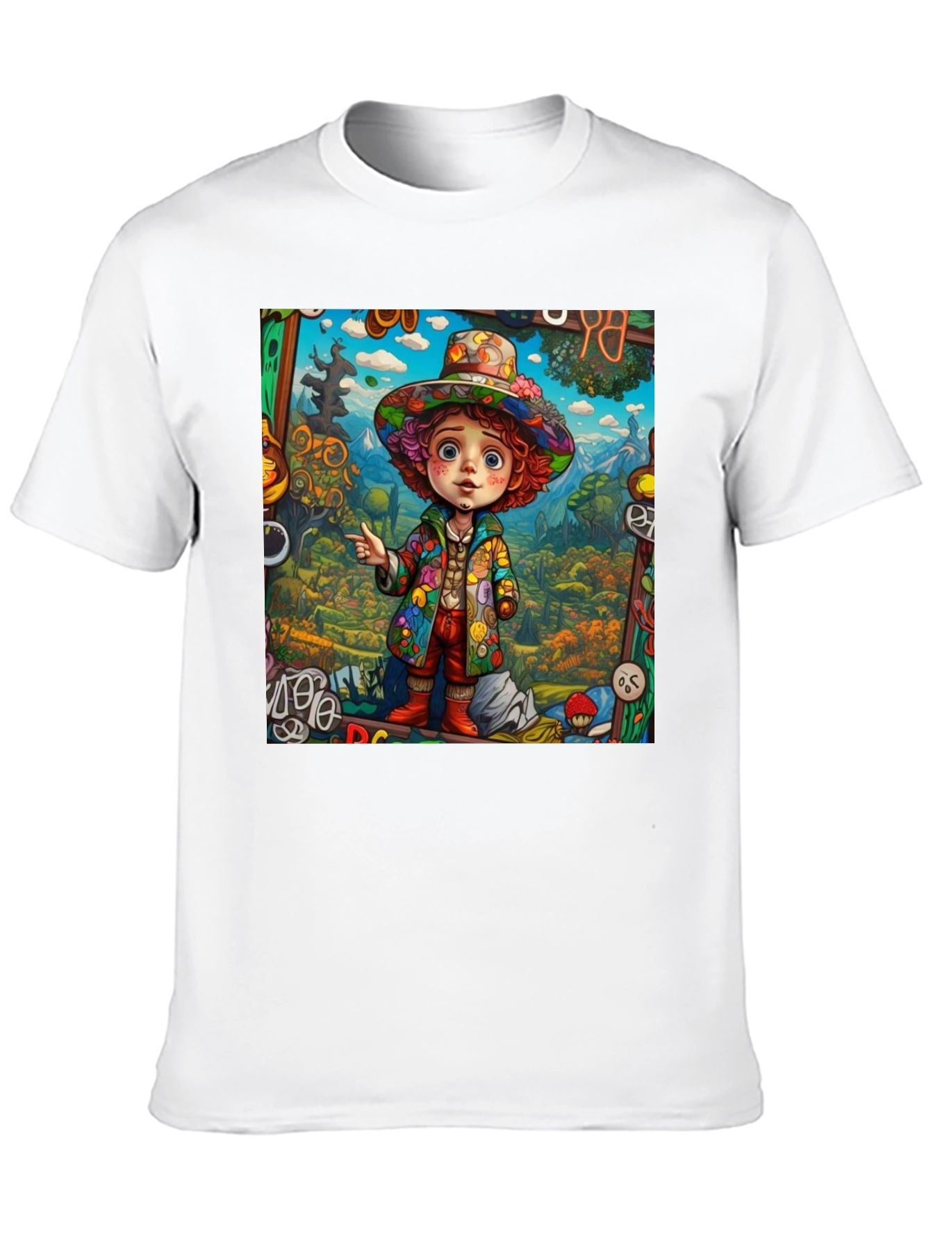 Psychedelic Cartoon Character Graphic Tee