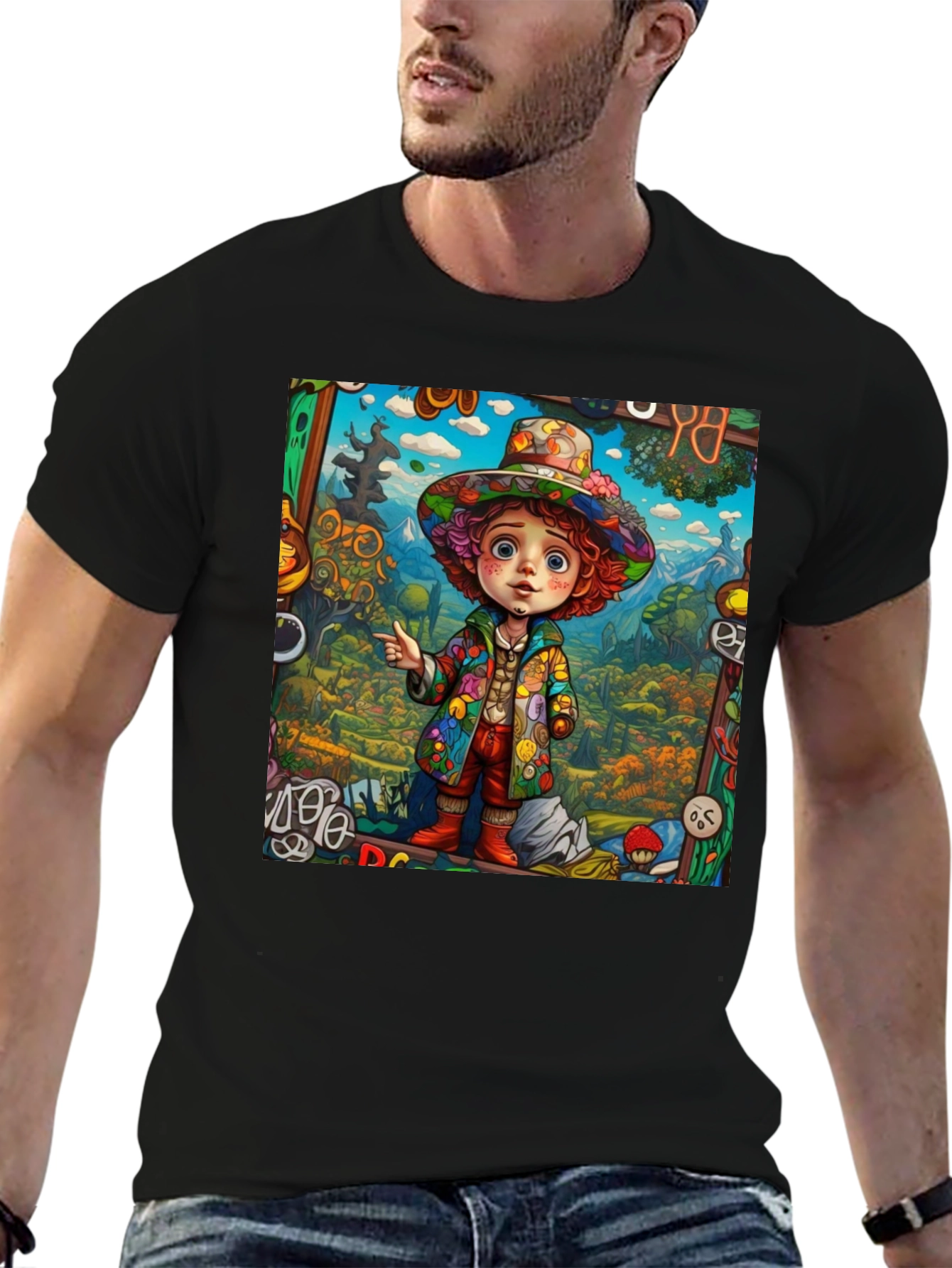 Psychedelic Cartoon Character Graphic Tee