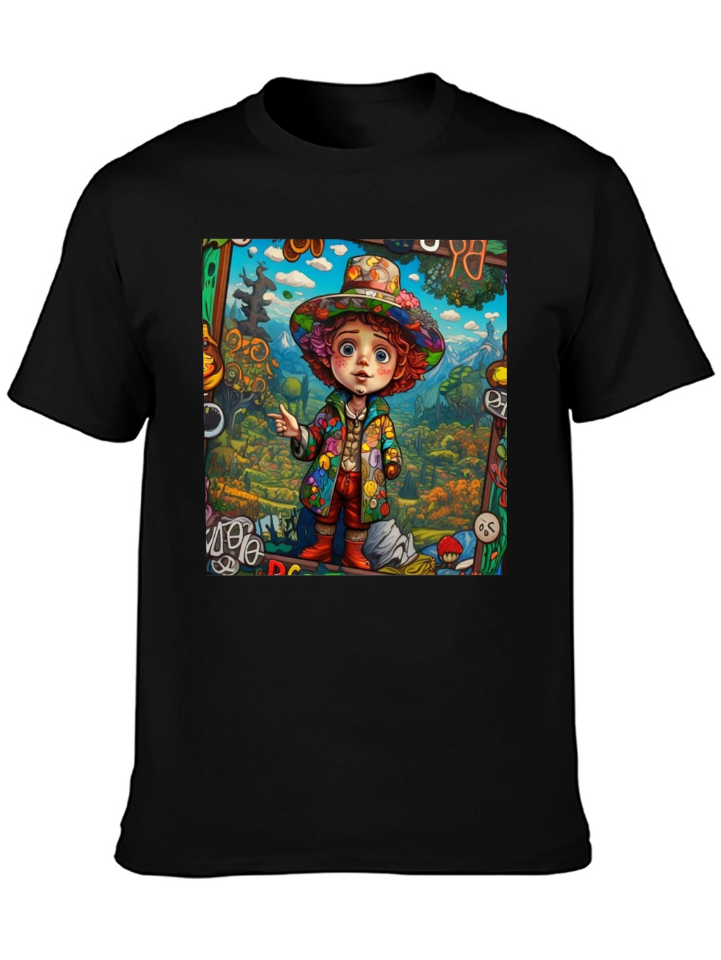 Psychedelic Cartoon Character Graphic Tee