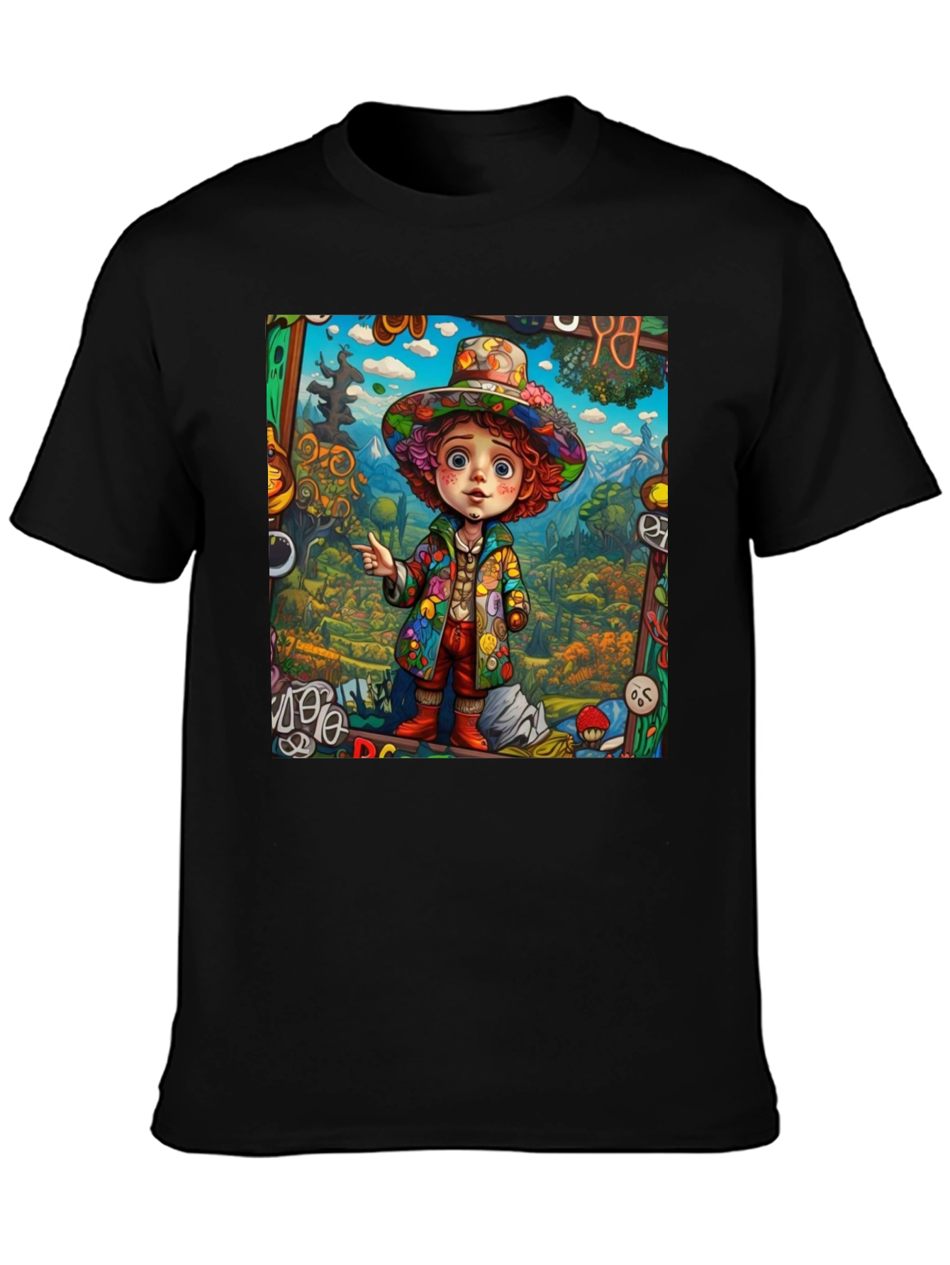 Psychedelic Cartoon Character Graphic Tee