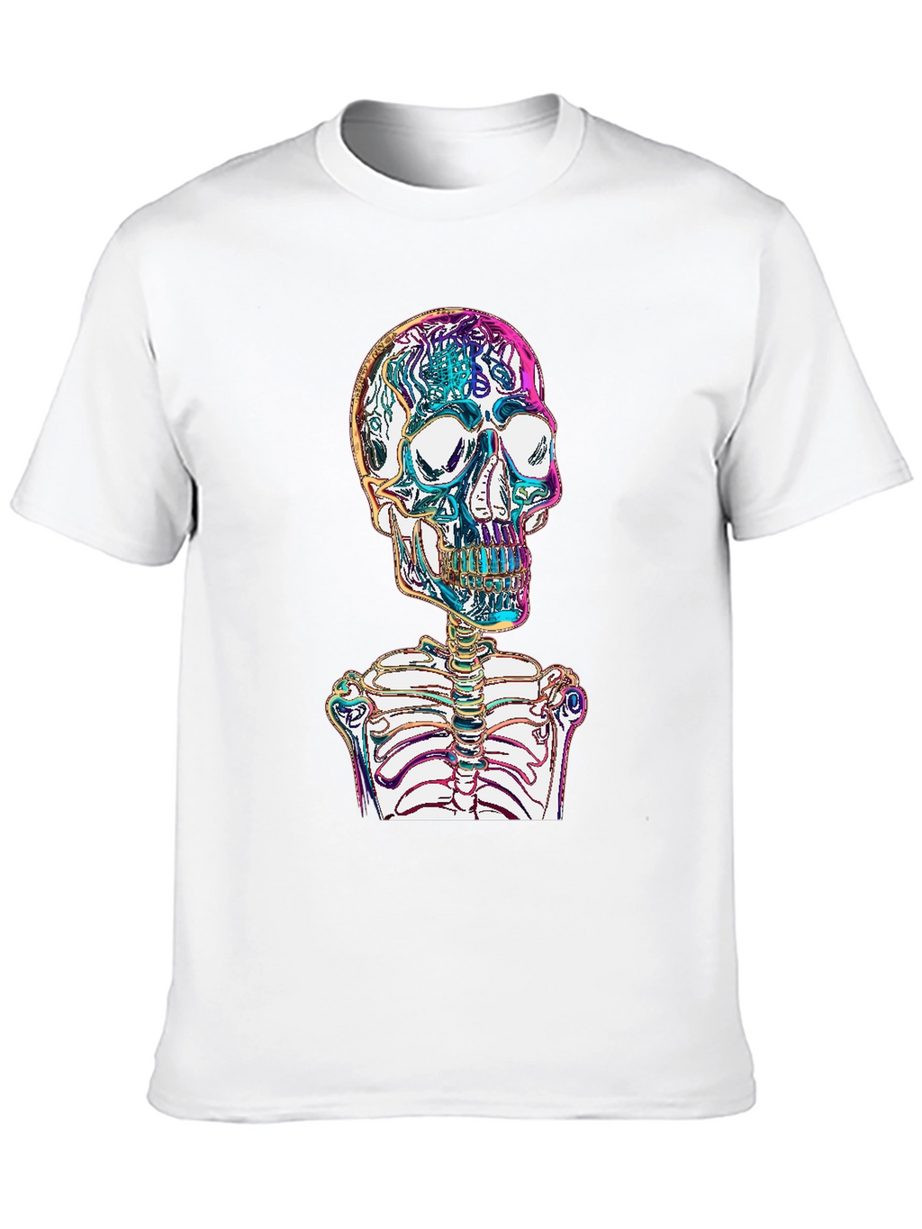 Vibrant Skull & Ribcage Graphic Print T-Shirt